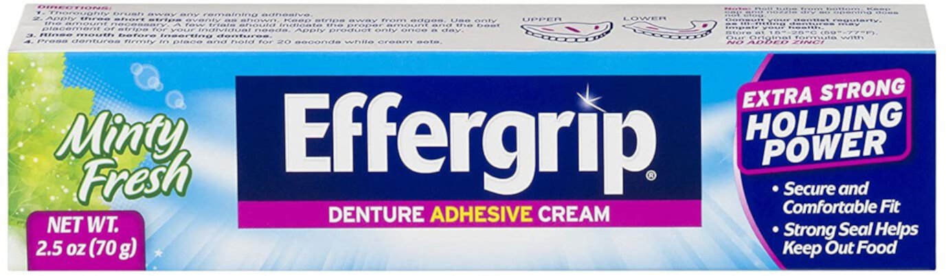 Effergrip Denture Adhesive Cream, Minty Fresh 2.5 oz (Pack of 2) Effergrip