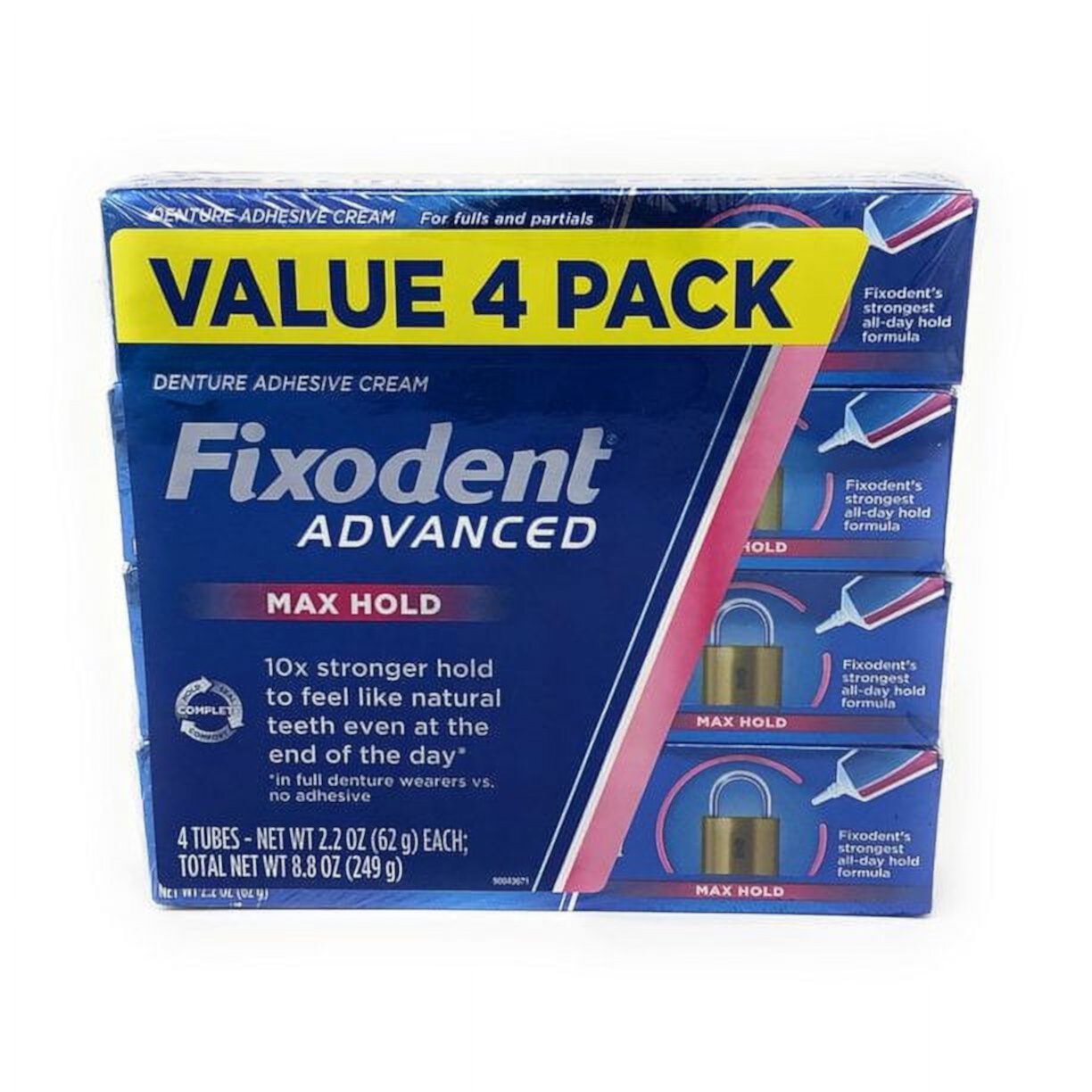 Fixodent Advanced Max Hold Denture Adhesive 2.2 Oz (Pack of 4) Fixodent