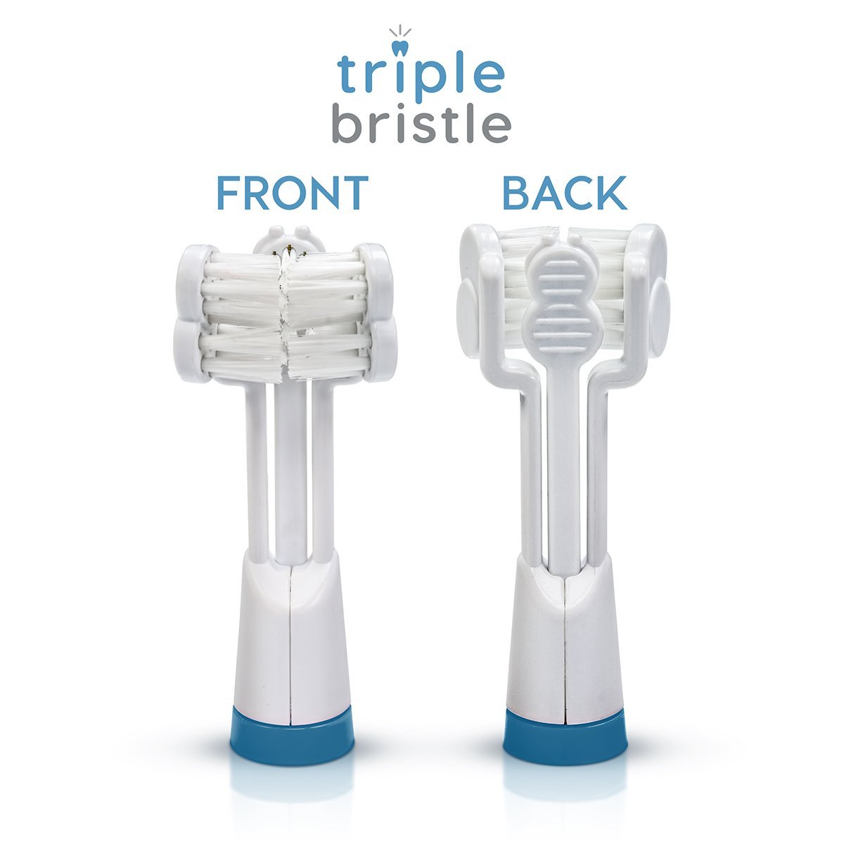 Triple Bristle Replacement Brush Head Refills | Innovative 3 Head Design | Compatible with Triple Bristle Brand Sonic Toothbrush | Color Changing Indicator Bristles | 2 Pack (Blue)… Generic