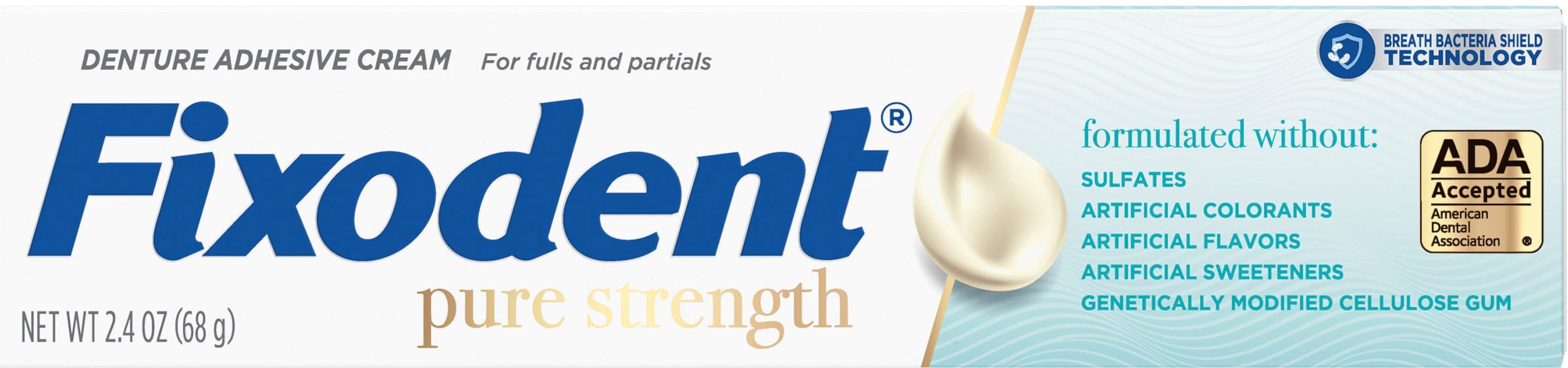 Fixodent Pure Strength Denture Adhesive Cream, 2.4 oz Fixodent