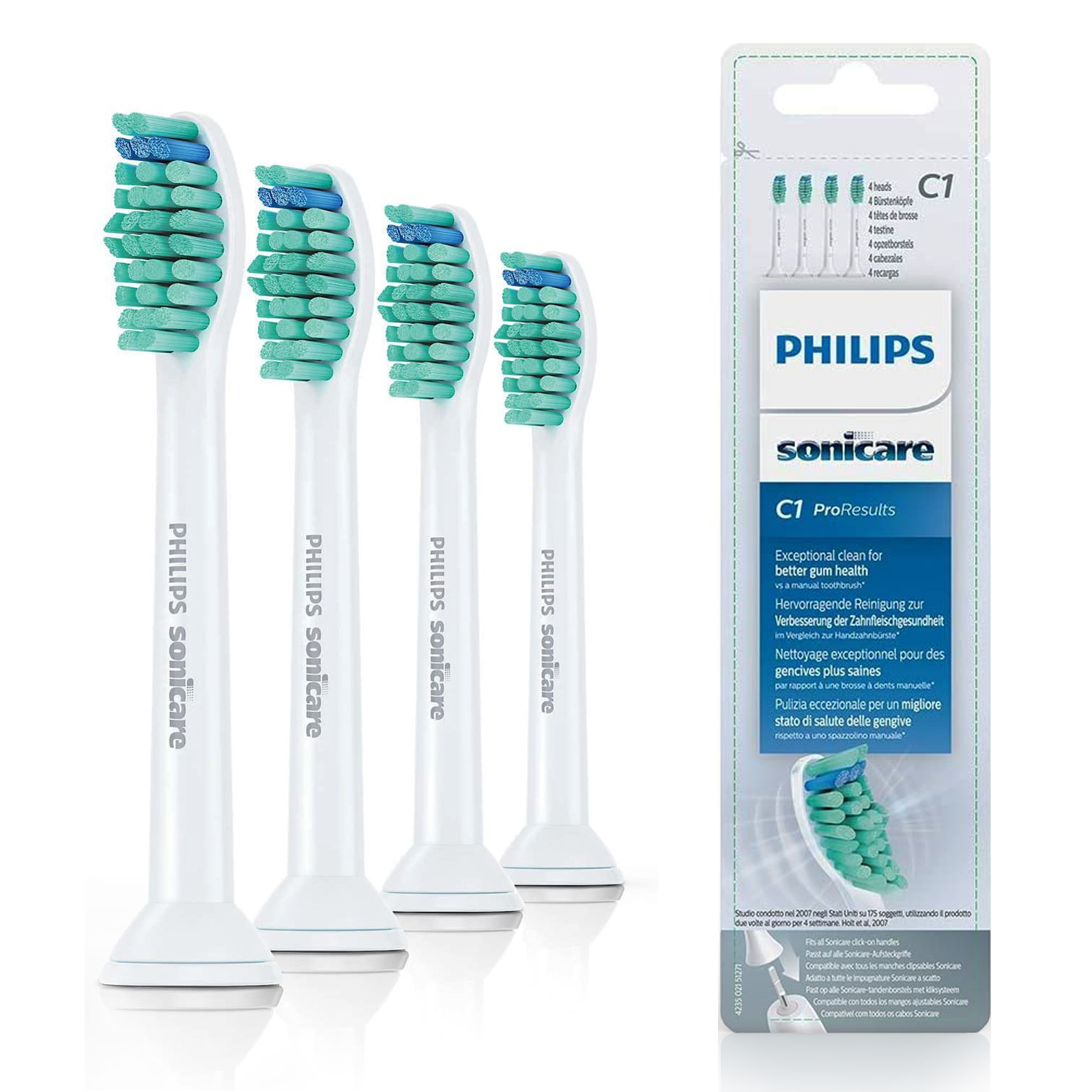 C1 Replacement Toothbrush Heads Compatible with All Philips Sonicare Snap-on Handles-White 4 Packs Compatibility