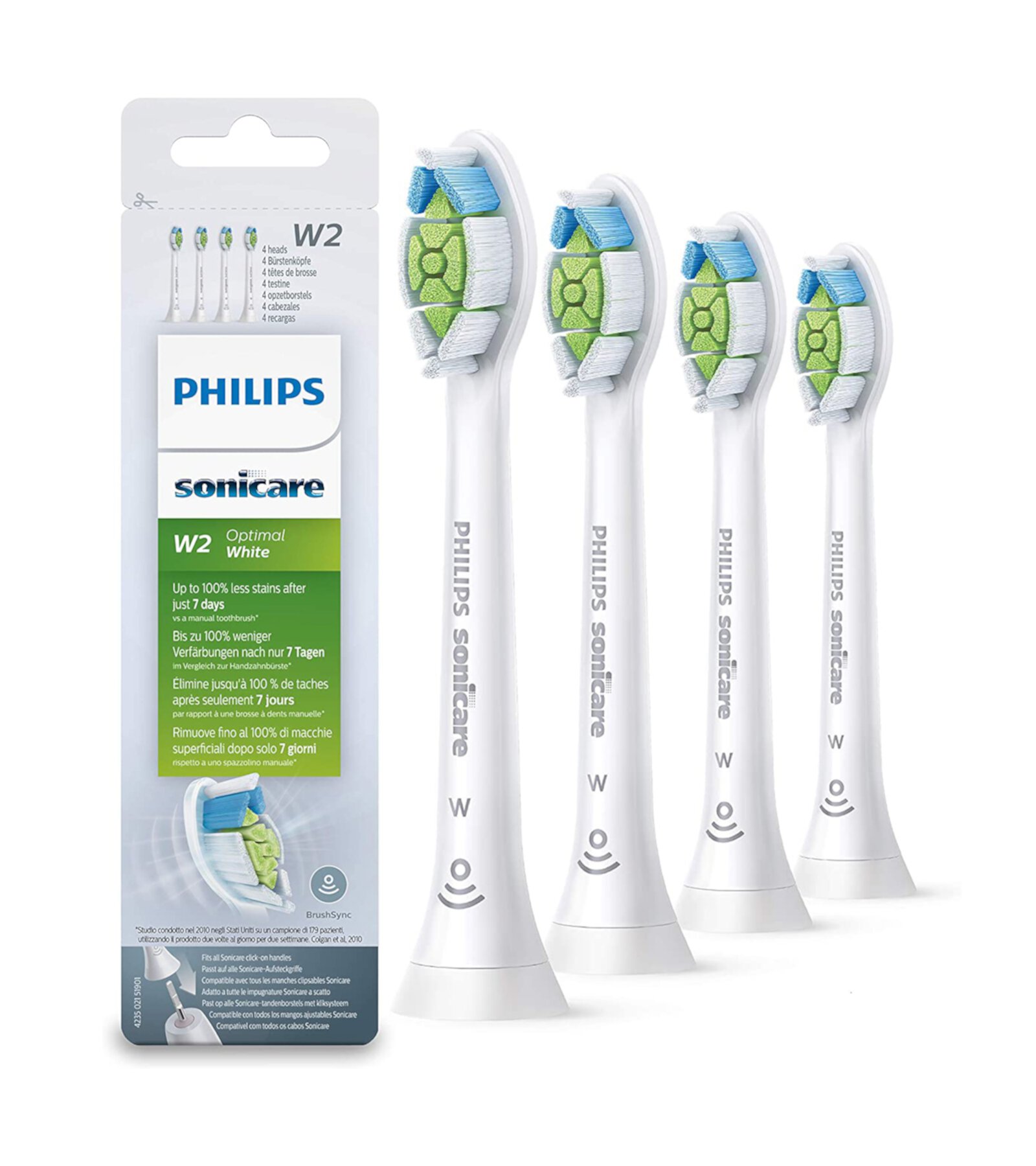 Replacement Toothbrush Heads, W2 Optimal Plaque Control Toothbrush Heads, HX6042/65, White 4 Pack Compatibility