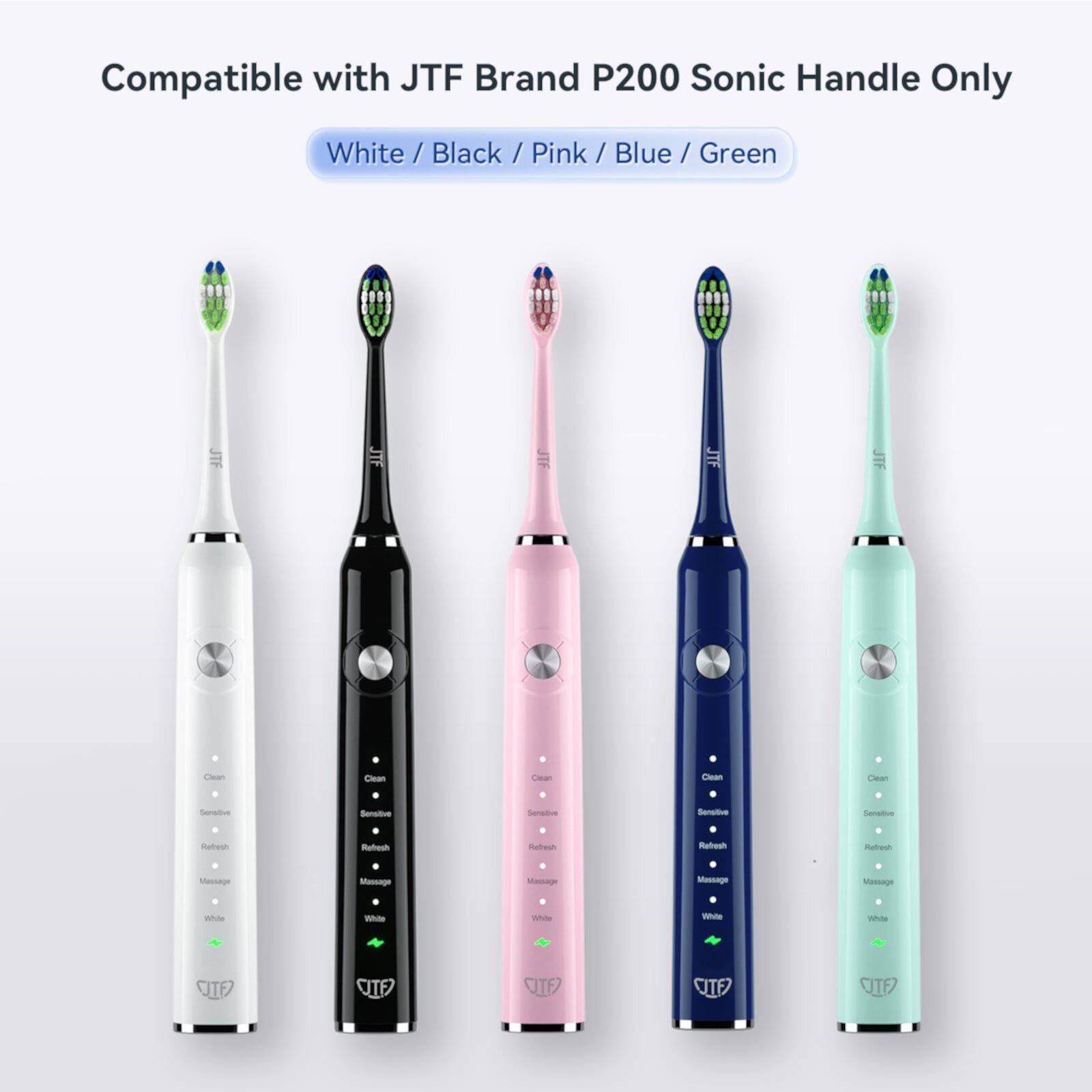 JTF Sonic Smart Toothbrush Genuine Standard Brush Heads, 3 Pack,  White, P200 JTF