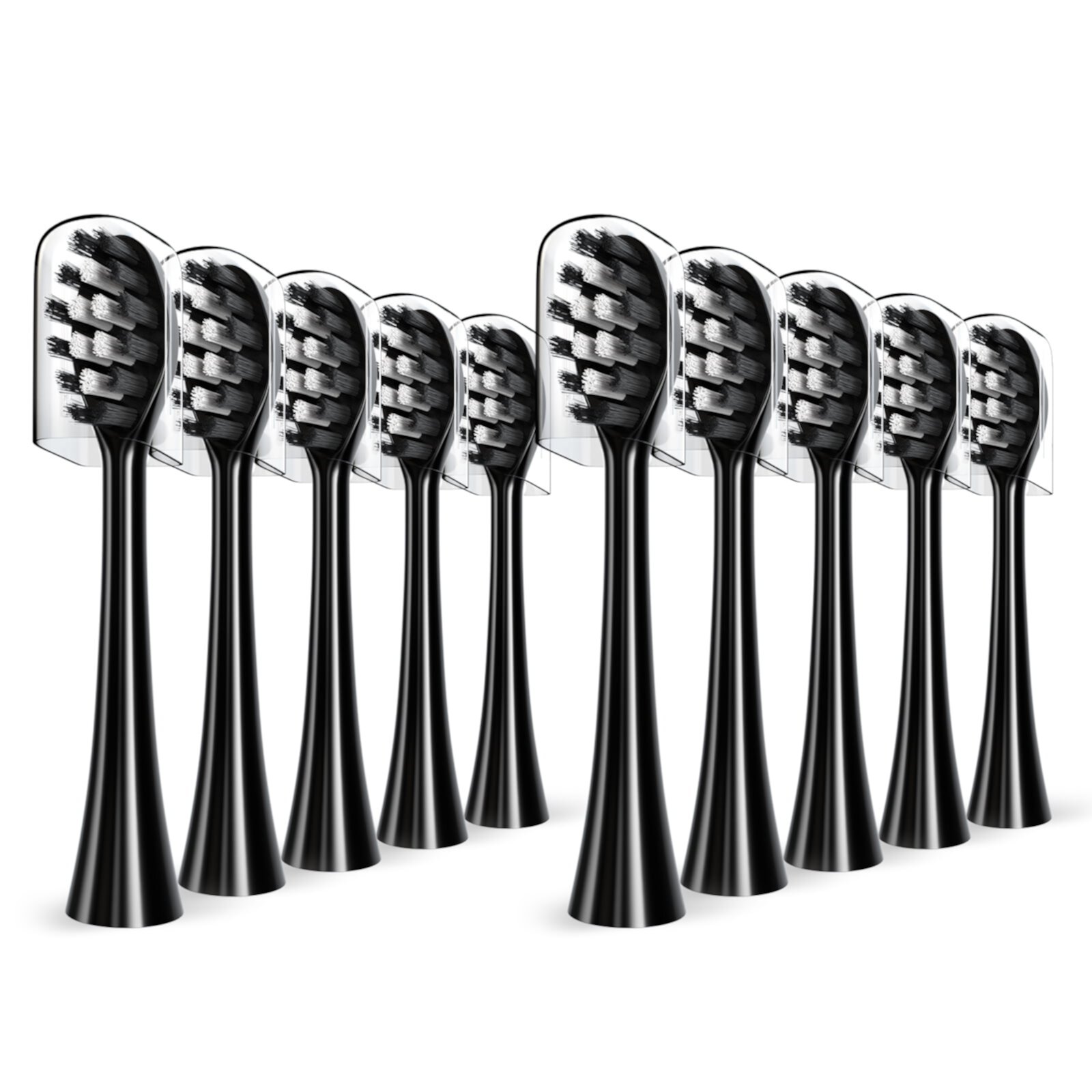 Replacement Toothbrush Heads Compatible with Gleem Electric Toothbrush, W Shape Design Planted with Nylon Bristle Black 10 Pack,Black Othanary