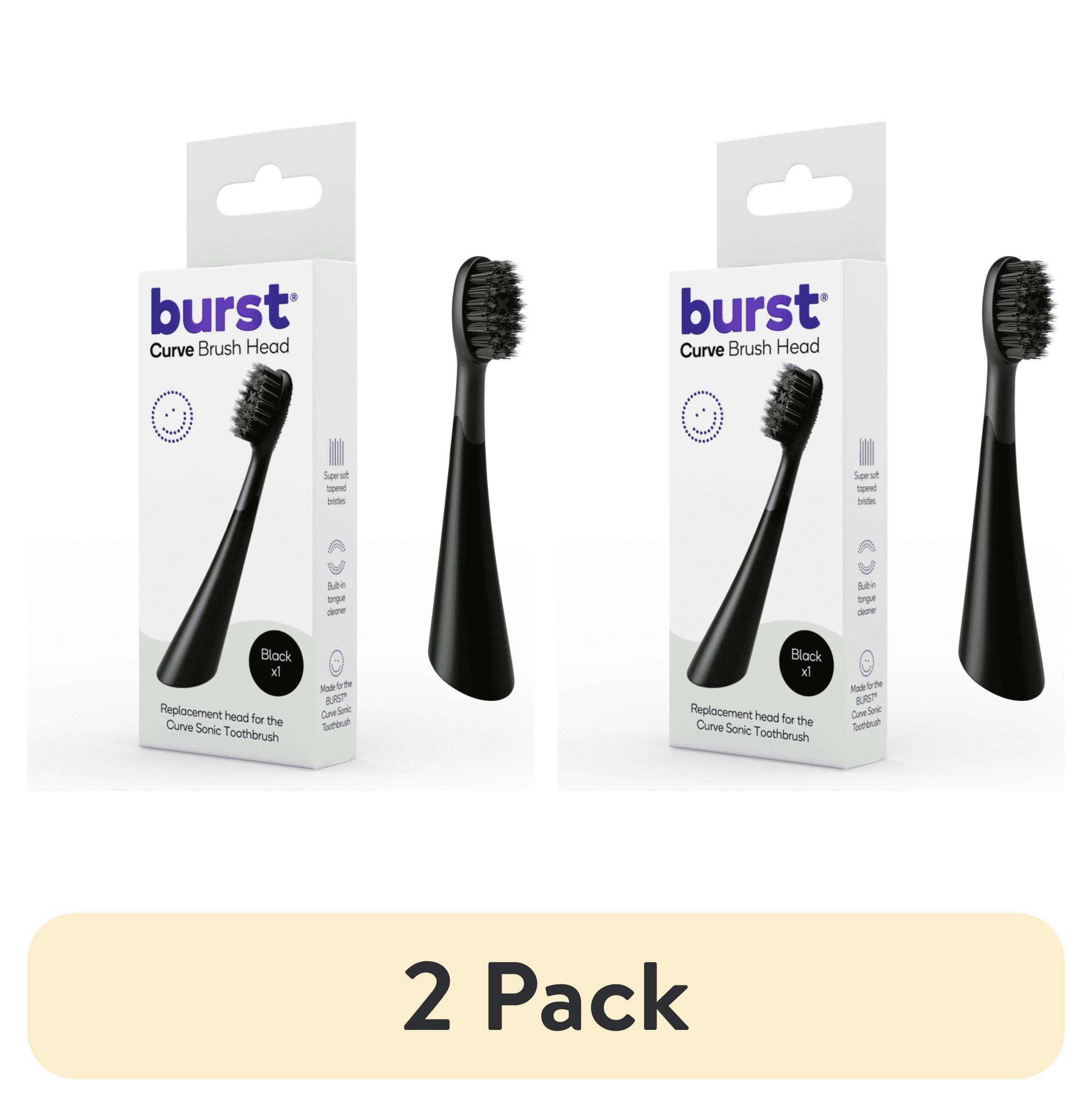 (2 pack) Burst Curve Sonic Toothbrush Replacement Head, Black, 1 Count Burst