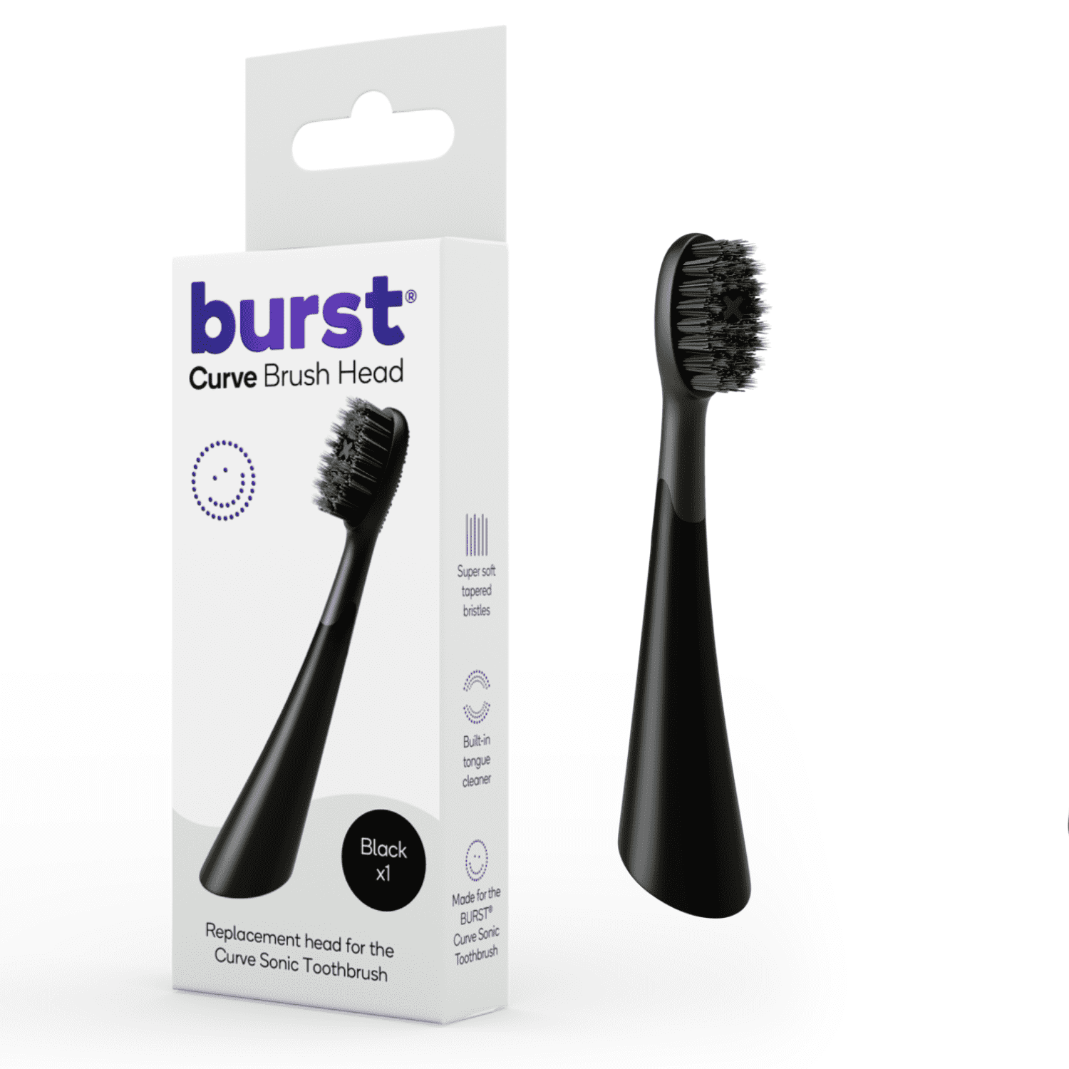 Burst Curve Sonic Toothbrush Replacement Head, Black, 1 Count Burst