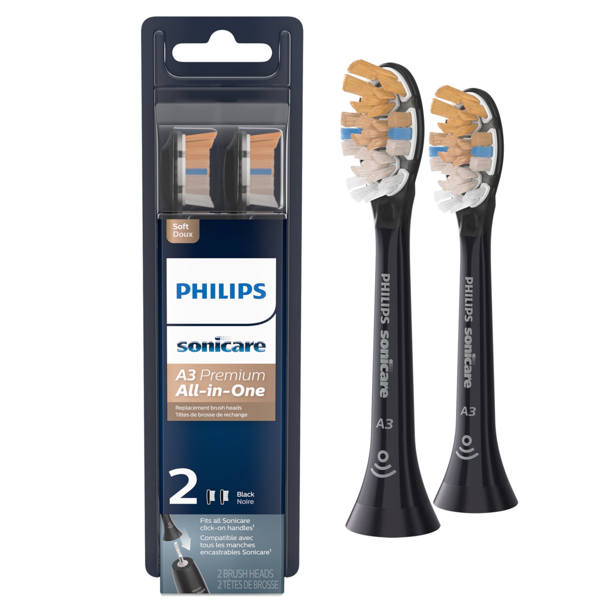 Philips Sonicare Premium All-In-One (A3) Replacement Toothbrush Heads, HX9092/95, Smart Recognition, Black 2-pk Visit the Sonicare Store