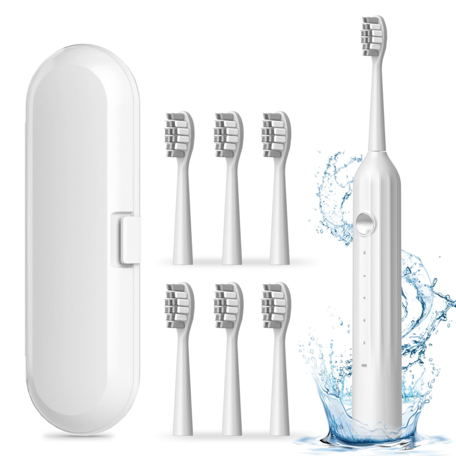 JTF Sonic Electric Toothbrush for Adults with Travel Case, 5 Modes and 6 Brush Heads, One 4 Hours Fast Charge for 90 Days Use, White JTF