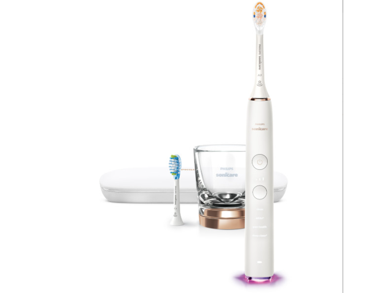 Philips Sonicare DiamondClean Smart 9300 Electric Toothbrush, Sonic Toothbrush with App, Pressure Sensor, Brush Head Detection, 4 Brushing Modes and 3 Intensity Levels, Rosegold, (HX9903/65) Visit the Sonicare Store