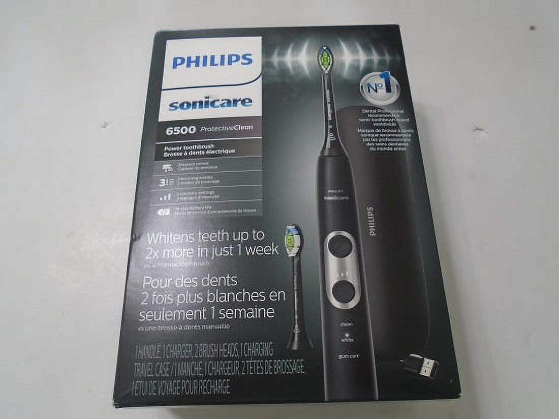 Philips Sonicare ProtectiveClean 6500 Rechargeable Electric Toothbrush with Charging Travel Case and Extra Brush Head, Black HX6462/08 Visit the Sonicare Store