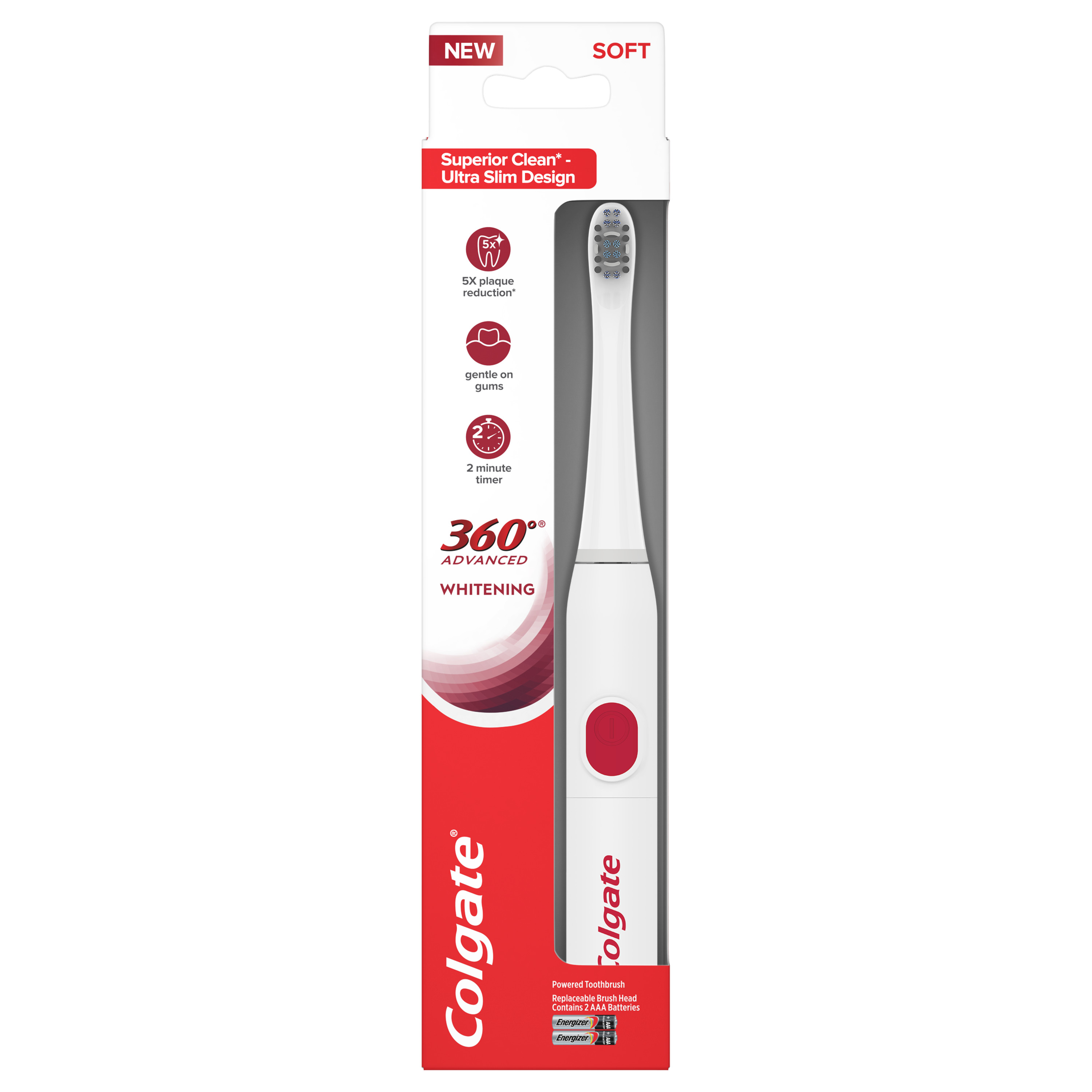 Colgate 360 Advanced Whitening Battery Powered Toothbrush, Soft, 1 Ct Visit the Colgate Store