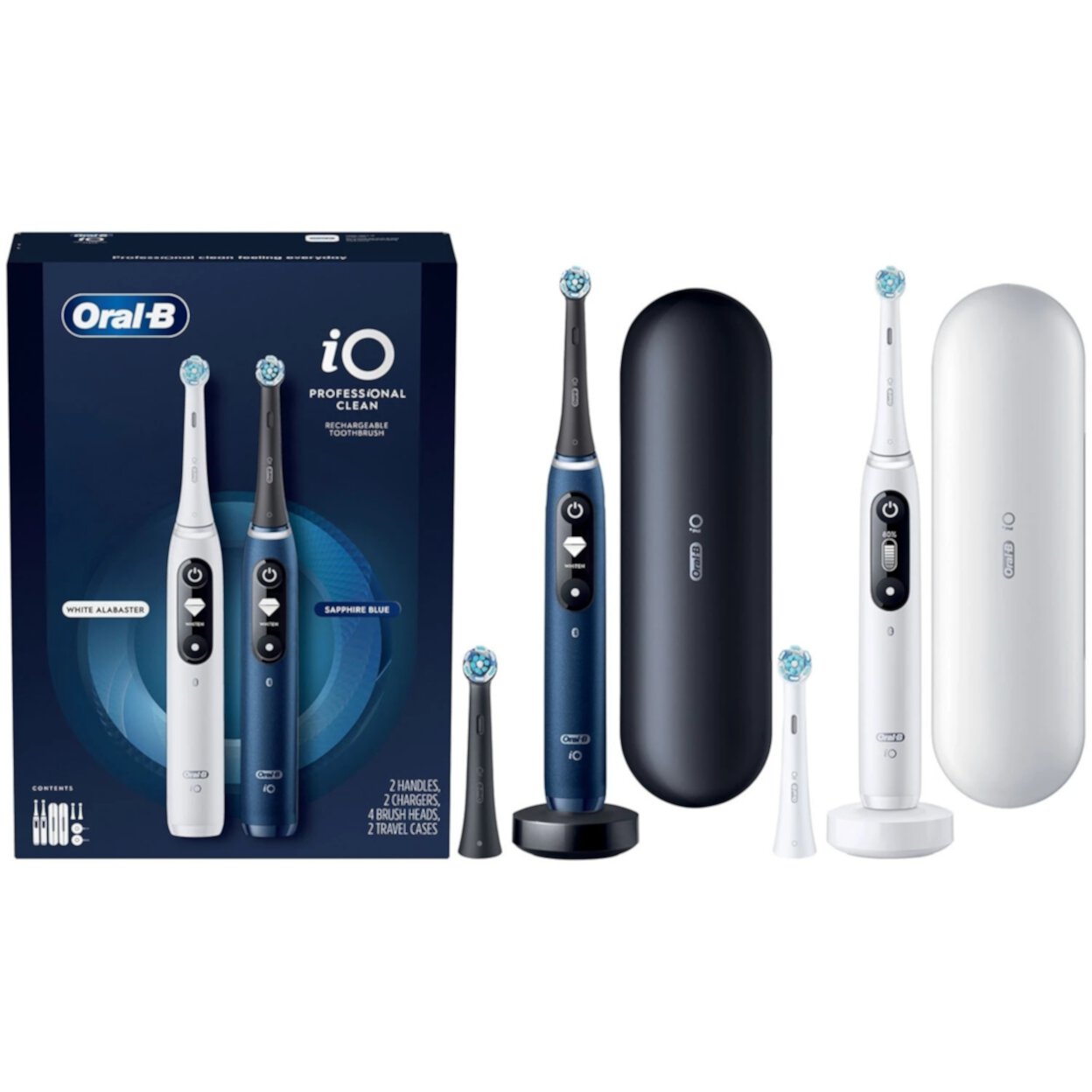 Oral-B iO Series 7 Electric Toothbrush, Sapphire Blue & White Alabaster (2 Pack) Visit the Oral-B Store