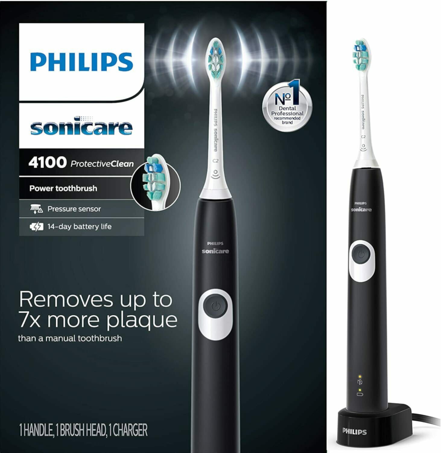 Philips Sonicare HX6810/50 ProtectiveClean 4100 Rechargeable Electric Toothbrush, Black Visit the Sonicare Store