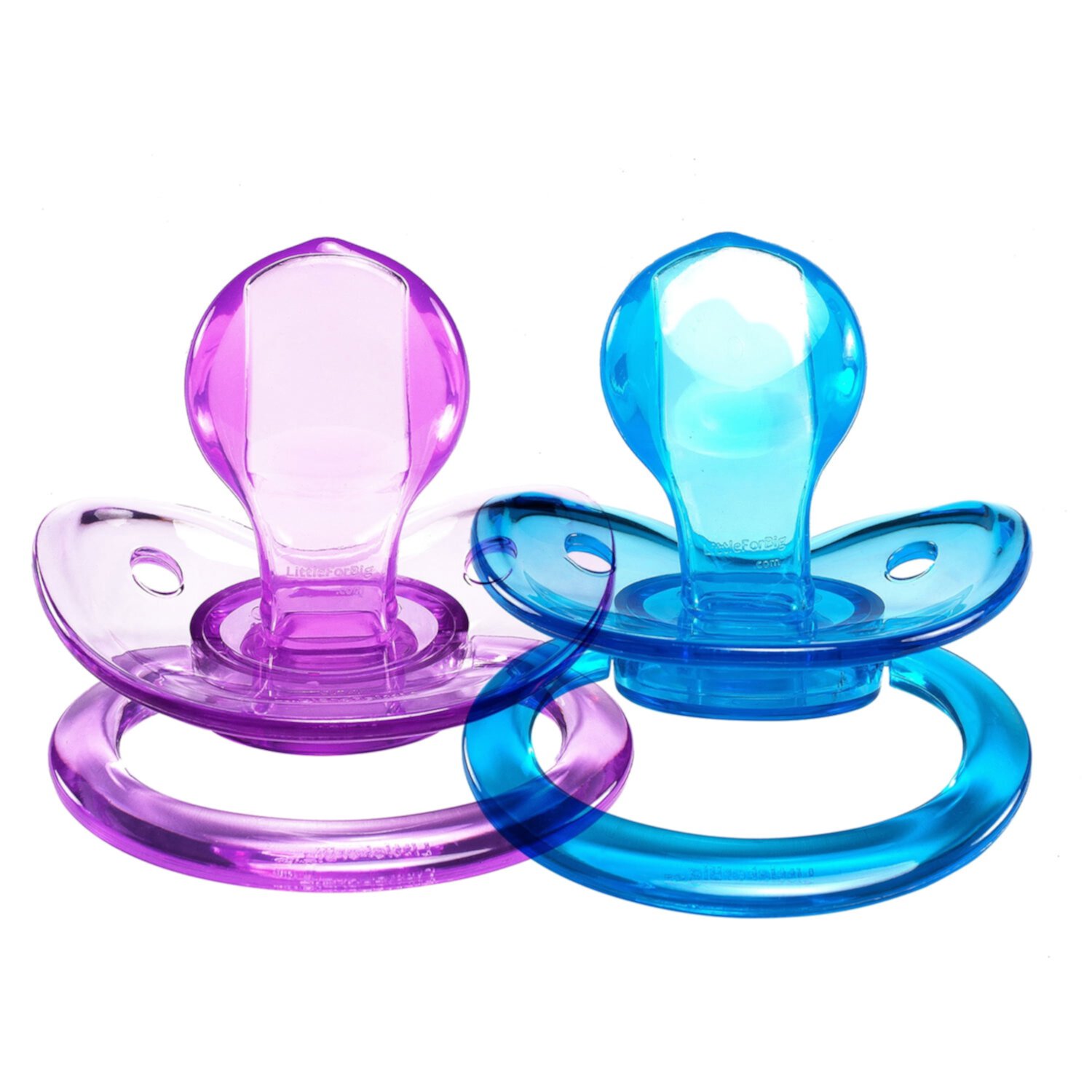 LittleForBig BigShield Adult Sized Pacifier Candy Gloss Pacifiers Set - Blue and Purple Littleforbig