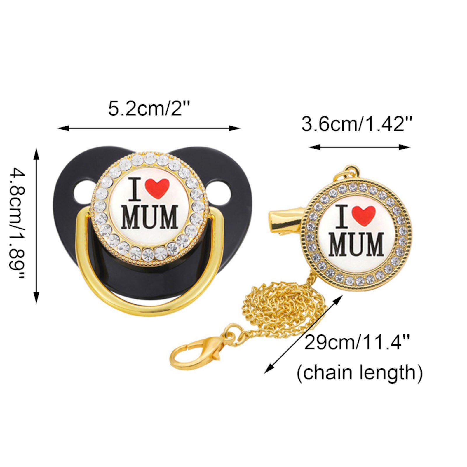 Fengyings Clearance Baby Pacifier and Clips with Rhinestones Rose Gold Personalized Baby Infant Newborn Pacifier Teething Soothie Toy Fengyings