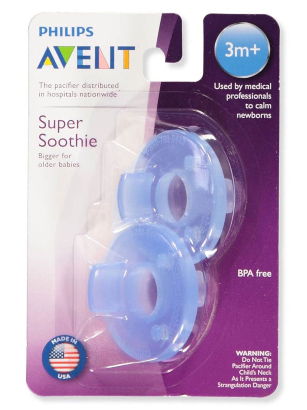 Две соски Avent Super Soothie из медицинского силикона, для зубов и десен, 3M+ Philips