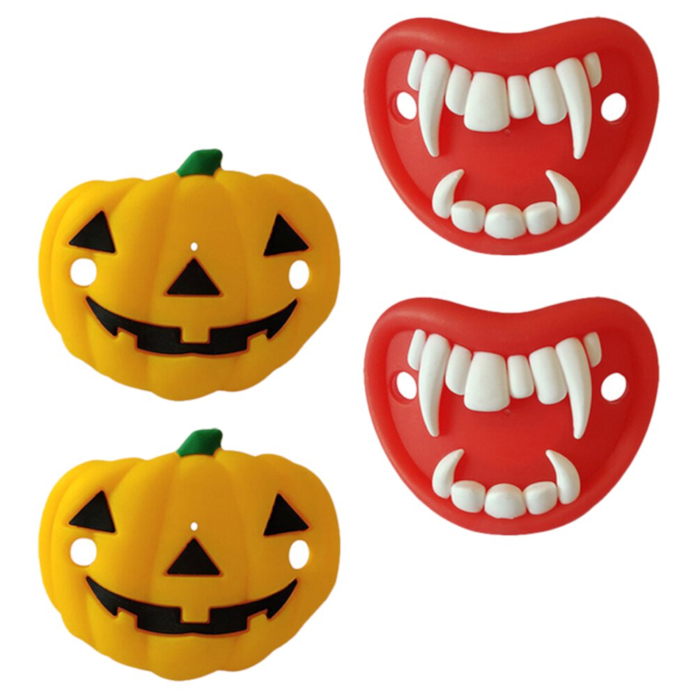 4pcs Baby Pacifiers Halloween Elements Design Pumpkin Bloodsucker Shaped Pacifier Gardnery