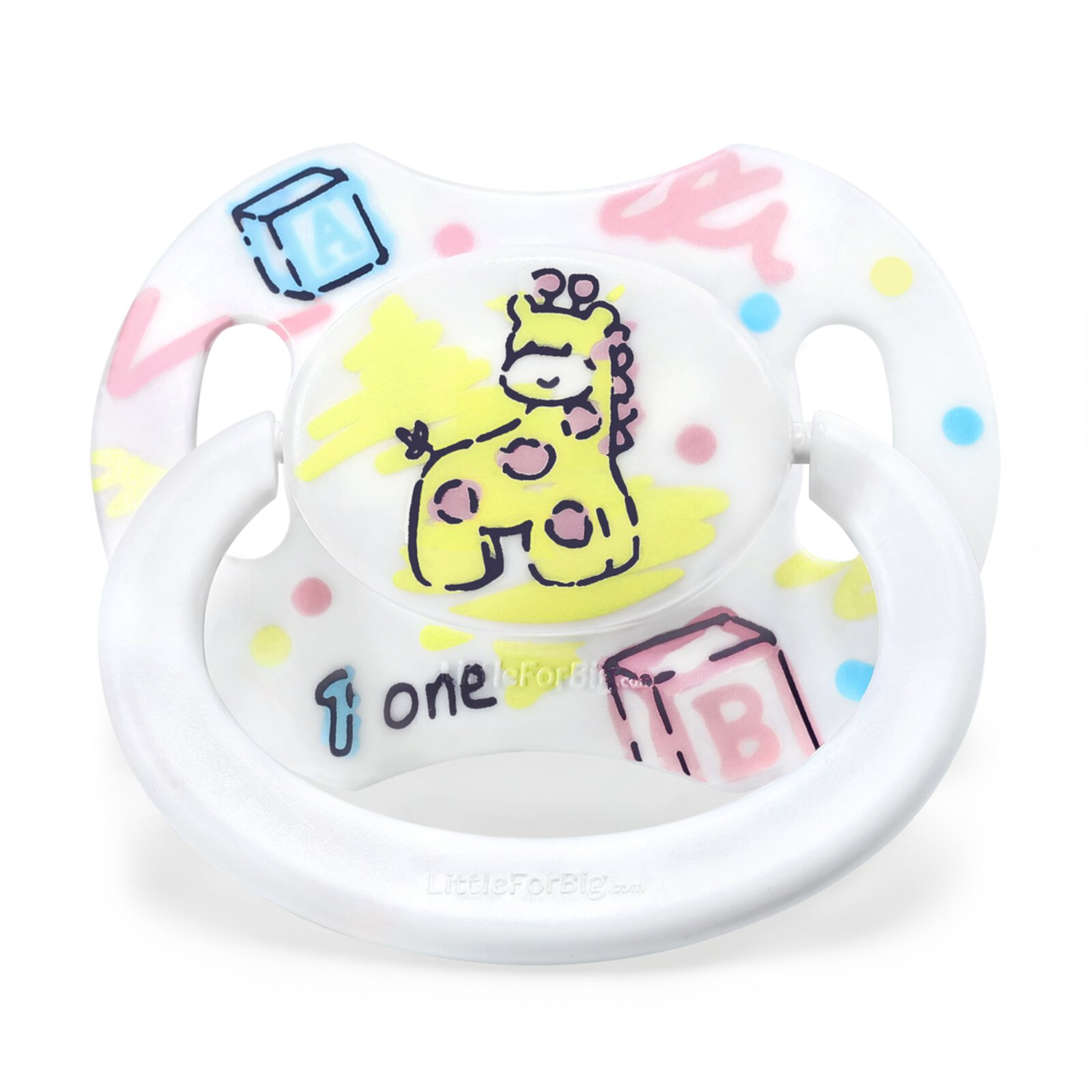 Littleforbig Bigshield Generation-II Adult Sized Pacifier White Giraffe Pattern Littleforbig