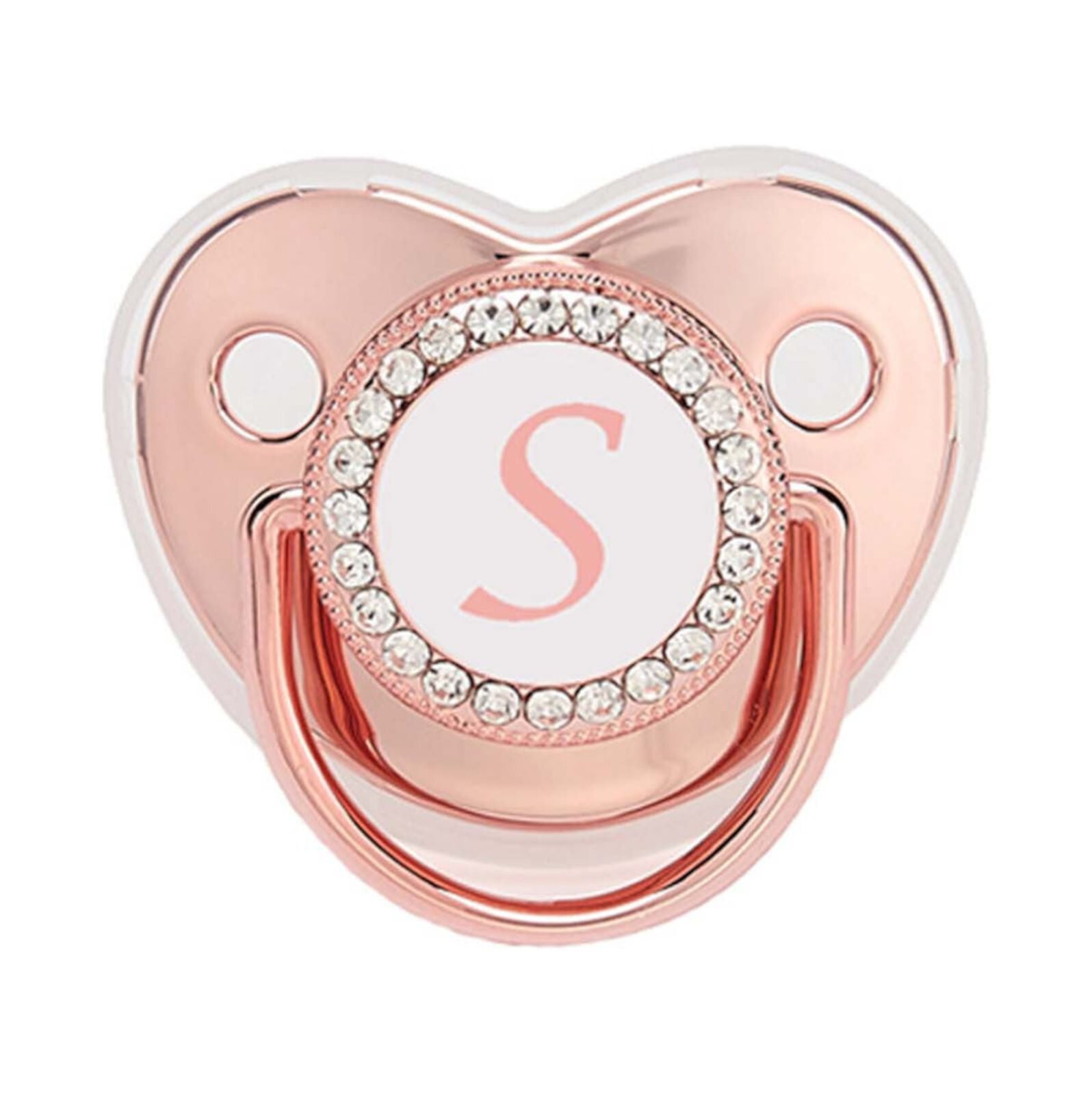 Herrnalise Baby Pacifier 26 Letter Name Initials Clip Silicone Baby Pacifier Pink Shiny Newborn Pacifier rollbacks ! Herrnalise