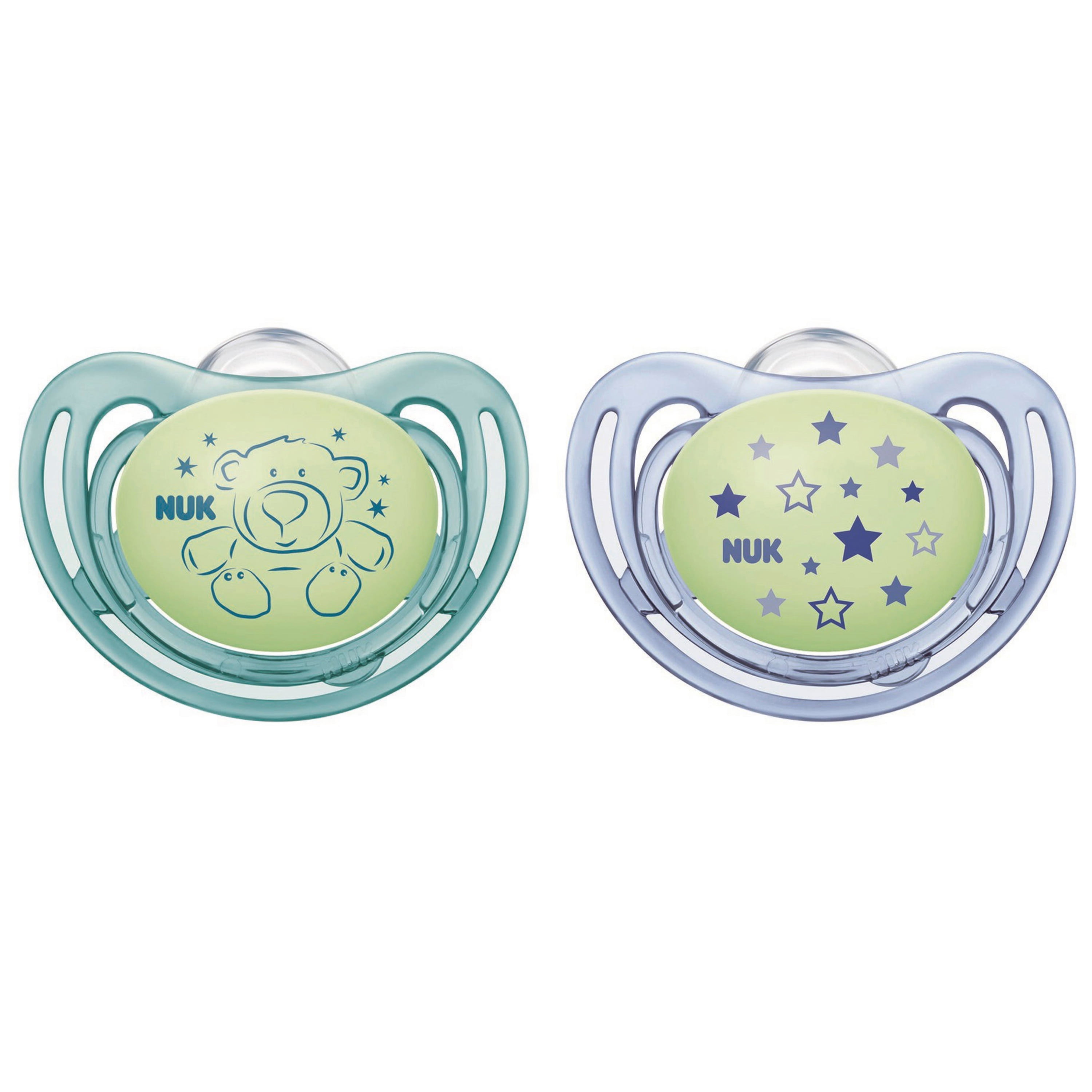 NUK Airflow Glow-in-the-Dark Pacifiers, 0-3 Months, 2-Pack NUK