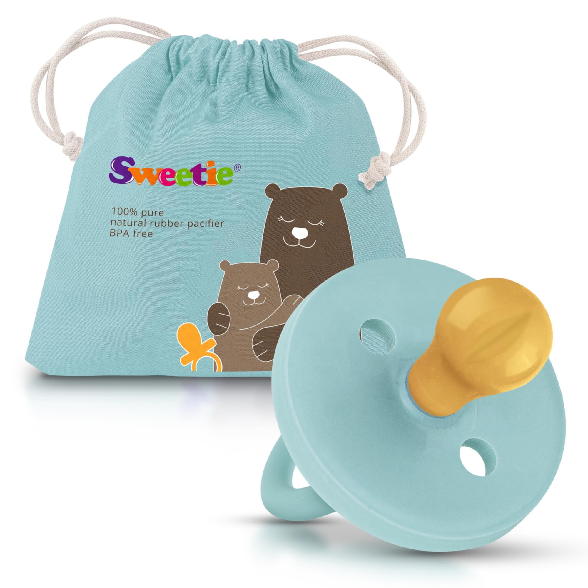 SWEETIE Rubber Pacifier Natural Rubber Pacifier Rounded (Turquoise, 0-6 Month) Sweetie