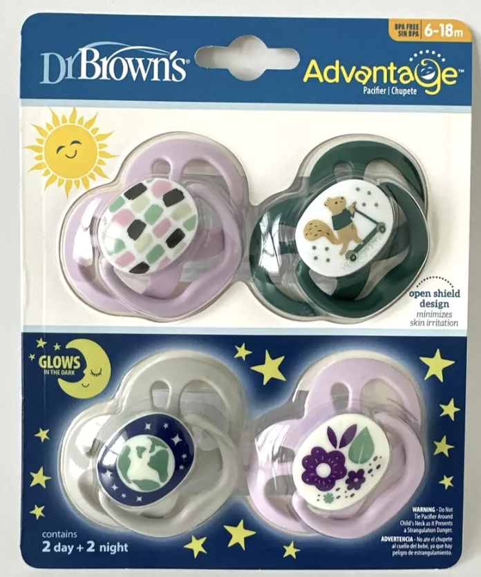 Dr Brown's 6-28m Pacifier 4 Pack (2 day & 2 Glow in the Dark night) Visit the Dr. Brown's Store