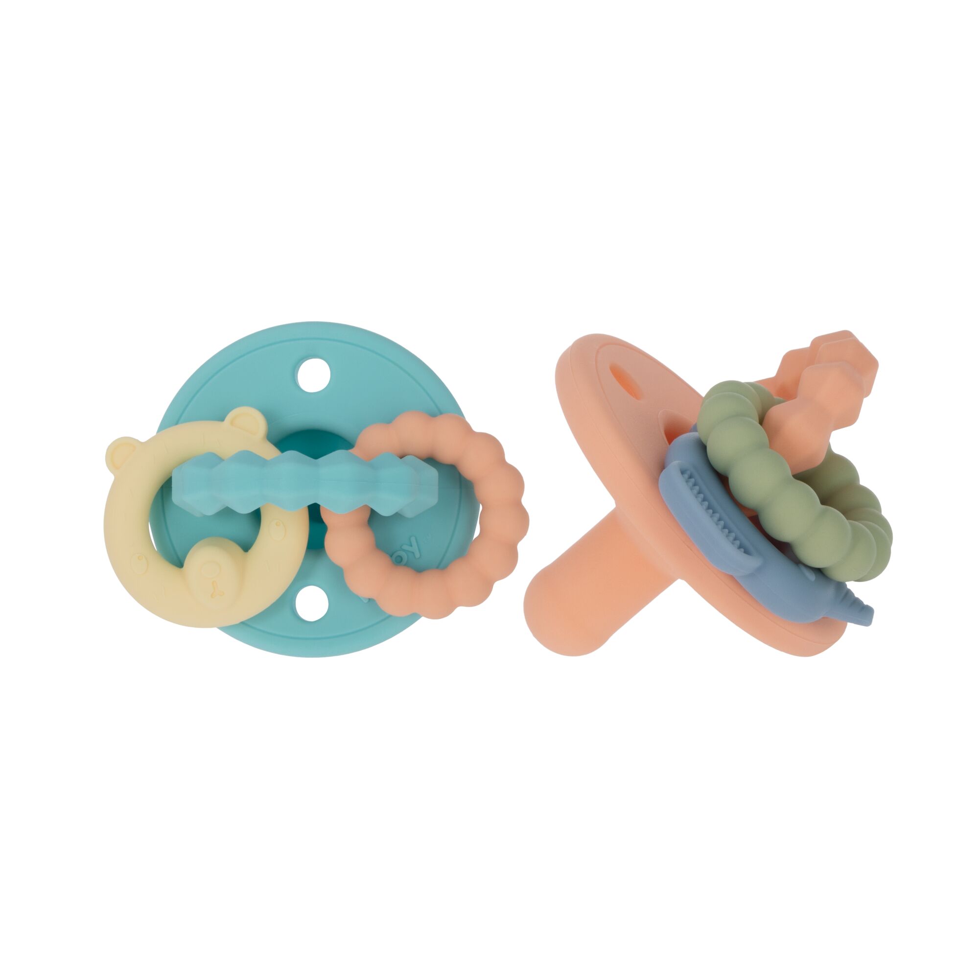 Nuby Silicone Softee Pacifier with Teething Charms for Infants, 2 Pack NUBY