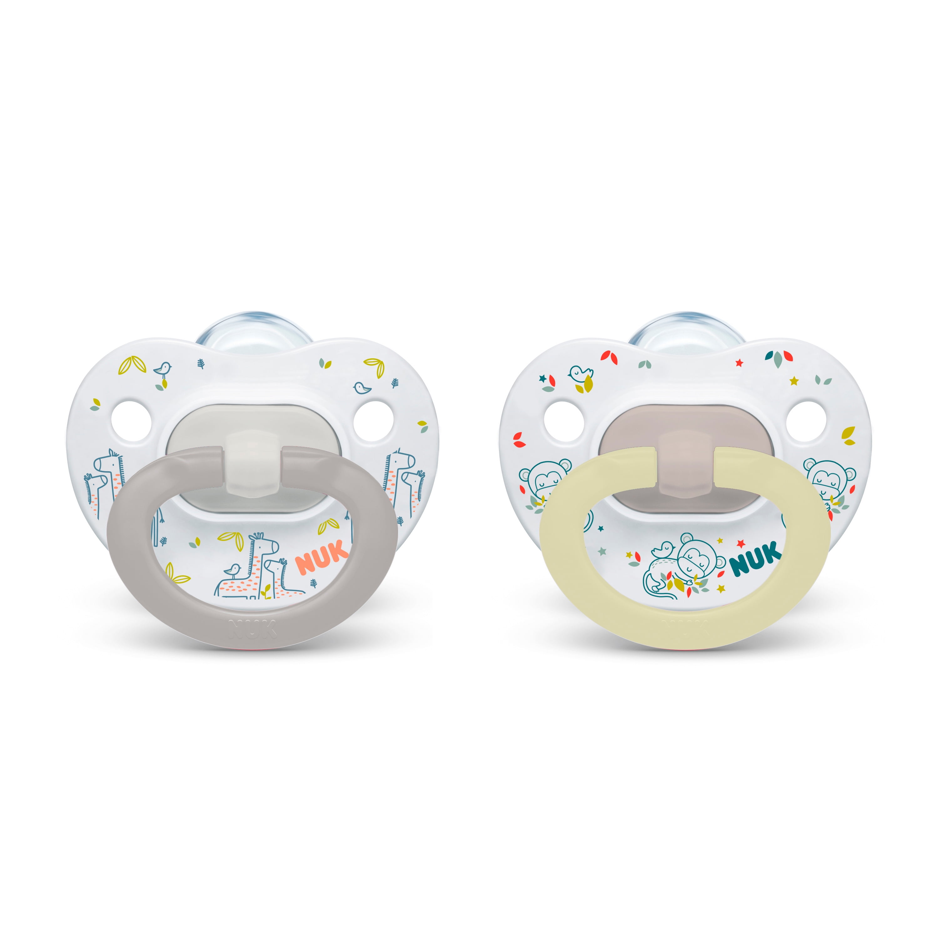 NUK Glow-in-the-Dark Orthodontic Pacifiers, Boy, 0-6 Months, 2-Pack NUK