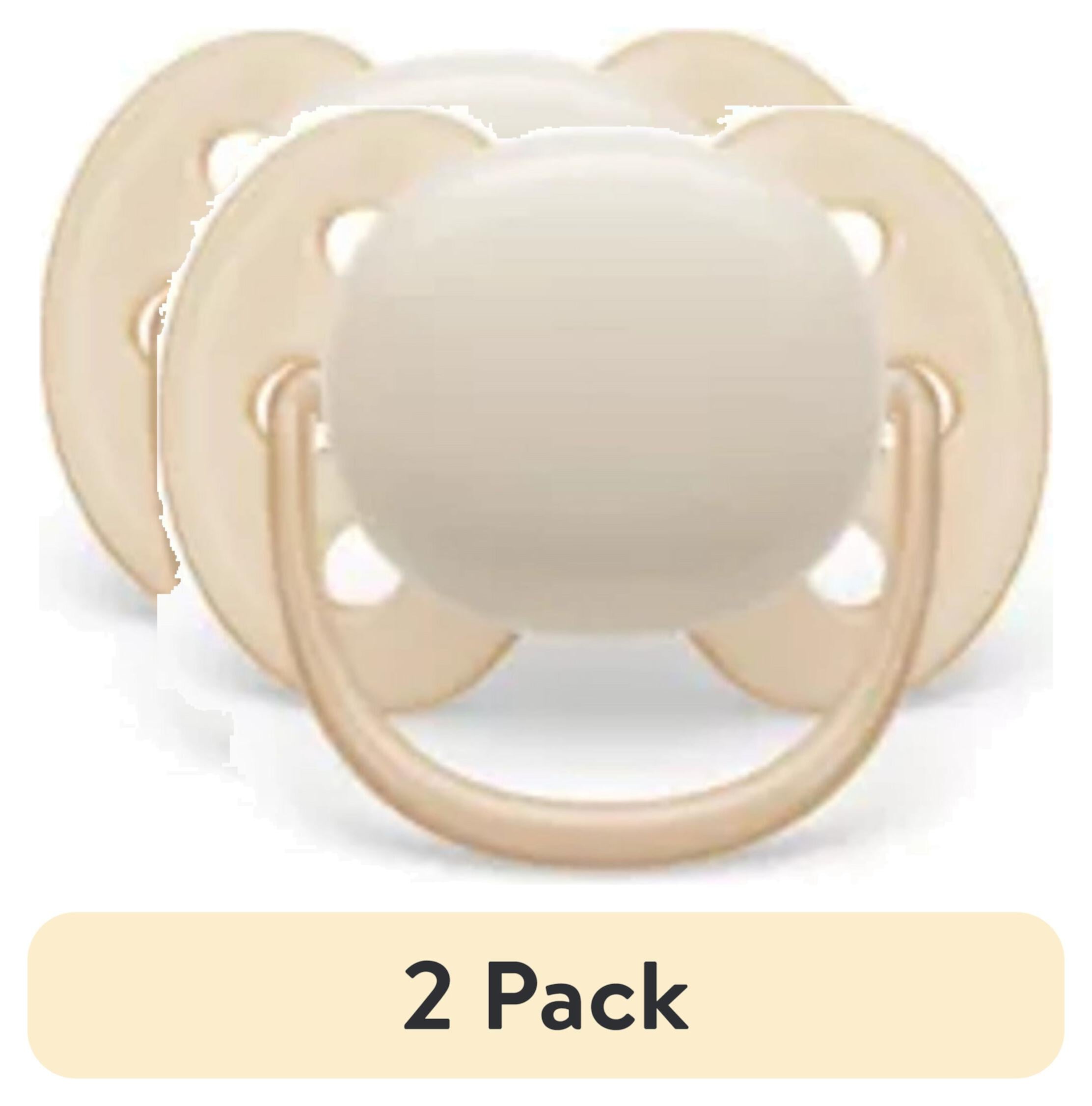 (2 pack) Philips Avent Ultra Soft Pacifier 0-6M, Sand / Pastel Warm Green, 2 Pack SCF091/05 Philips Avent