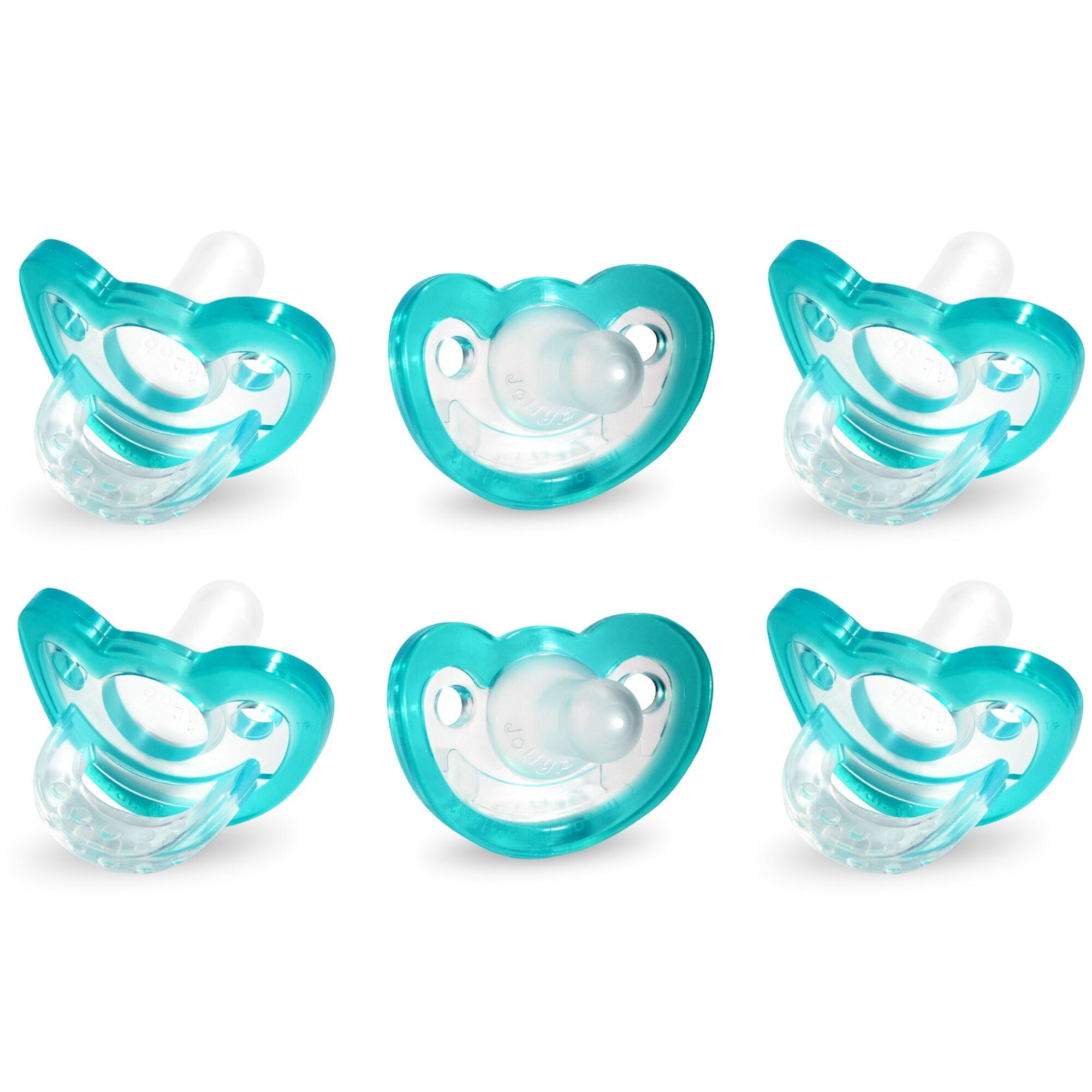 RaZbaby JollyPop Pacifier 0-3m (2-Pack) | Safe, Soft, and Easy to Clean for Babies | USA Made | Teal RAZBaby