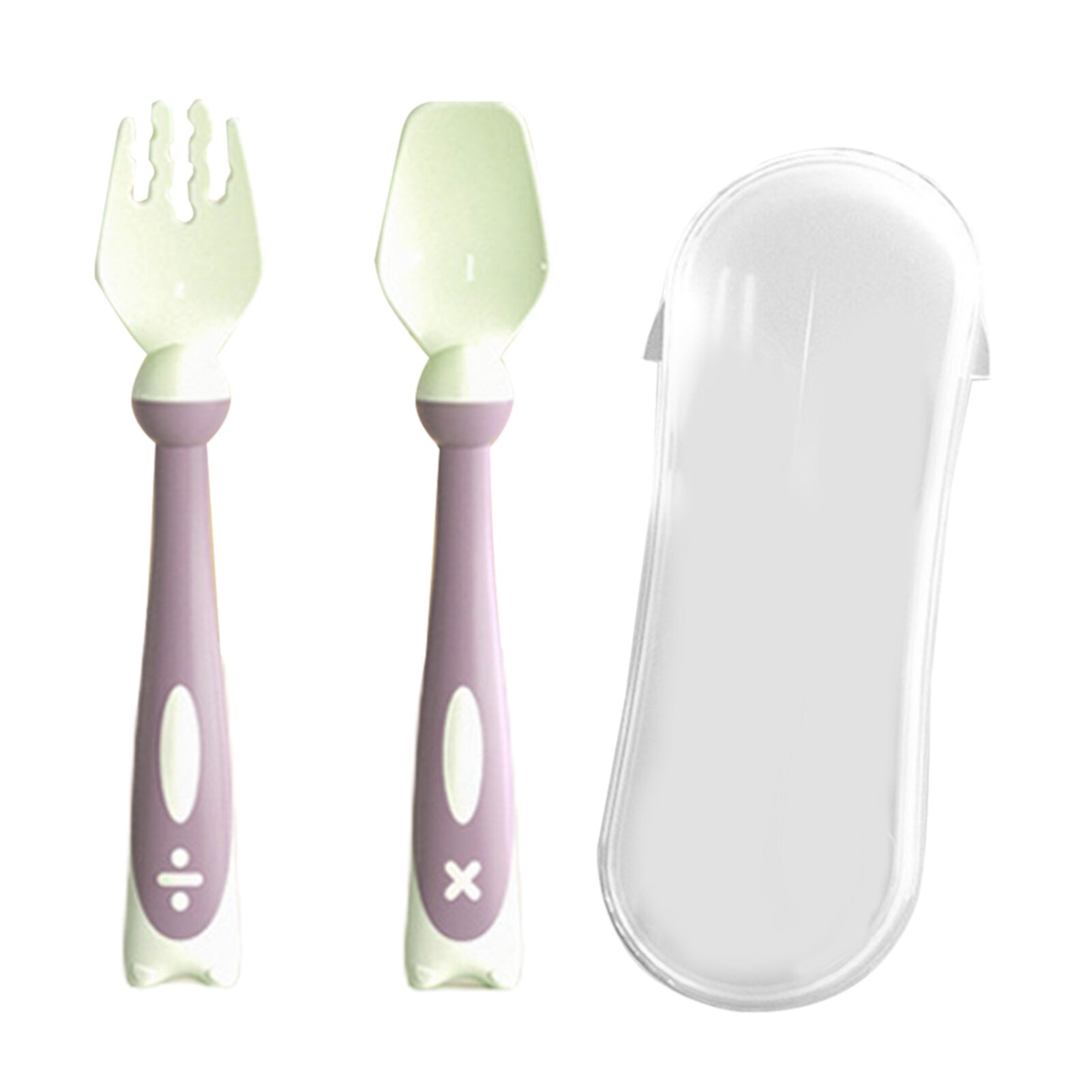 Waroomhouse 1 Set Spoon Fork Kit Reusable Flexible Odor-free Training Learn To Eat Baby Utensils Set for Beginner Waroomhouse