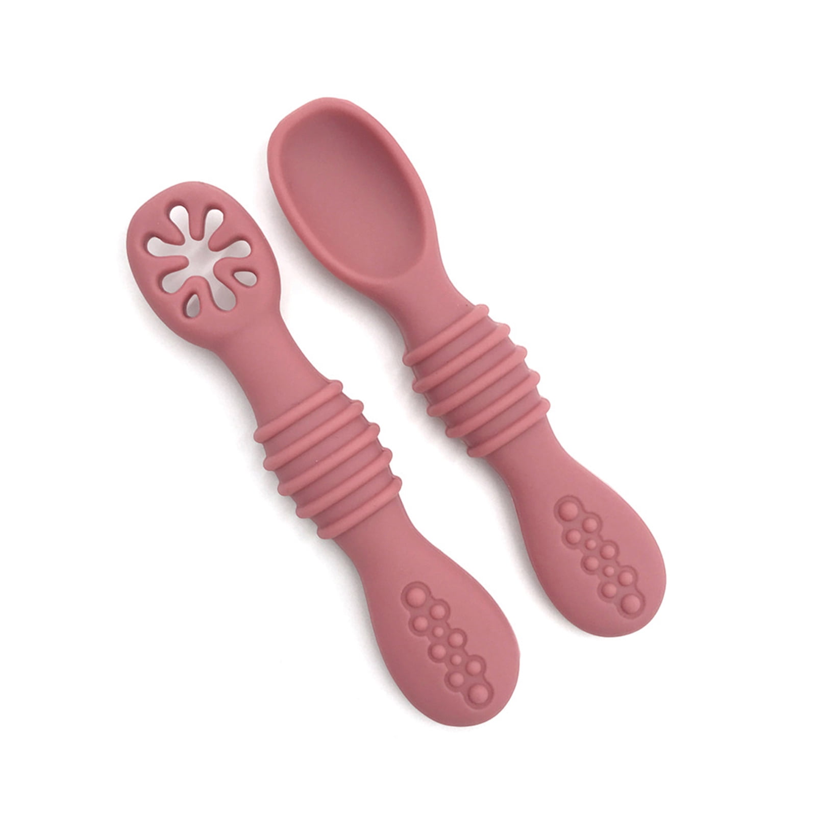 GZKN 1Set Baby Spoon Food Grade Non-deformable Silicone Toddler Feeding Training Spoon Utensils for Kids GZKN