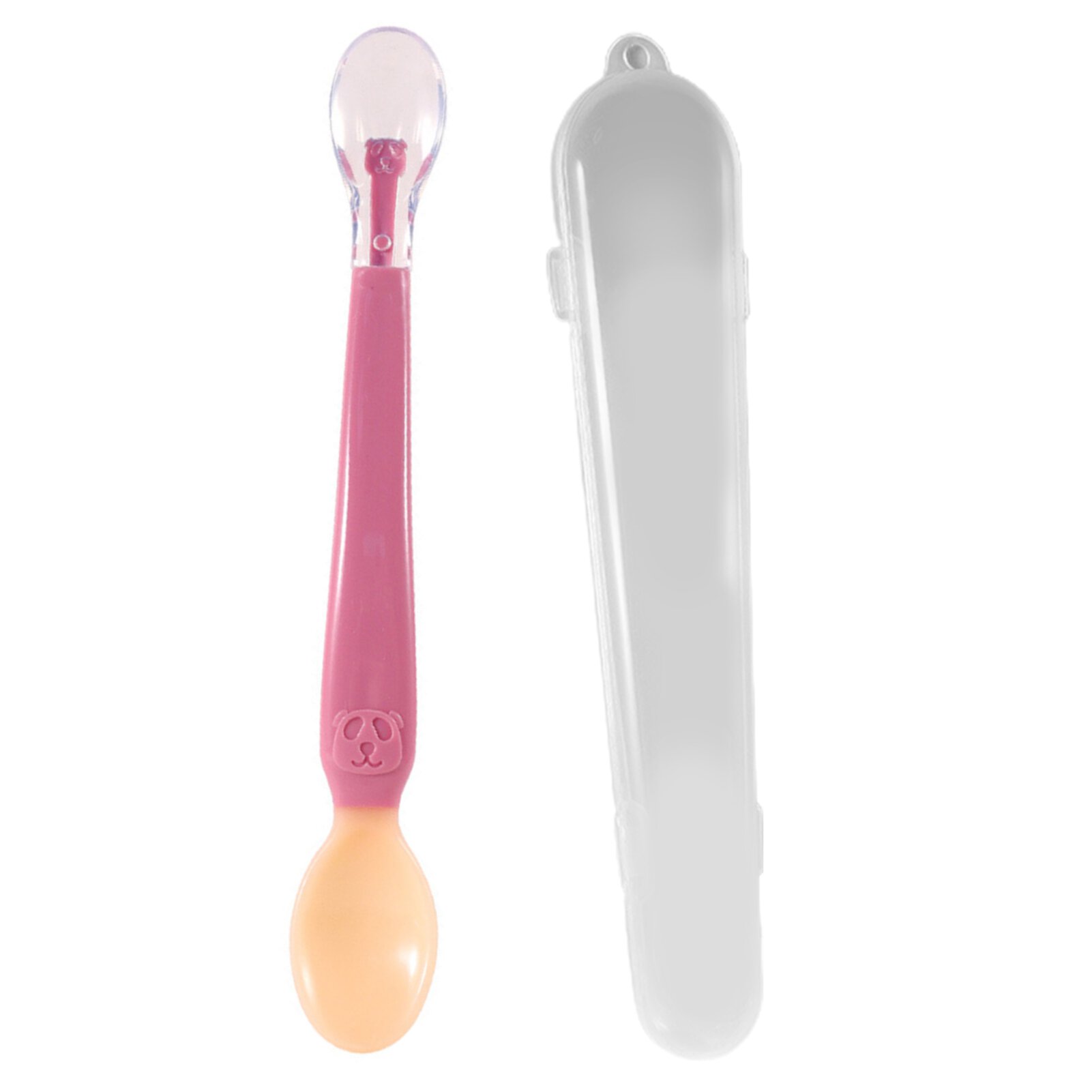 GZKN Baby Feeding Spoons Smooth Edge Gum-Friendly Baby Tableware Double-end Temperature Sensing Baby Silicone Spoons for Family GZKN