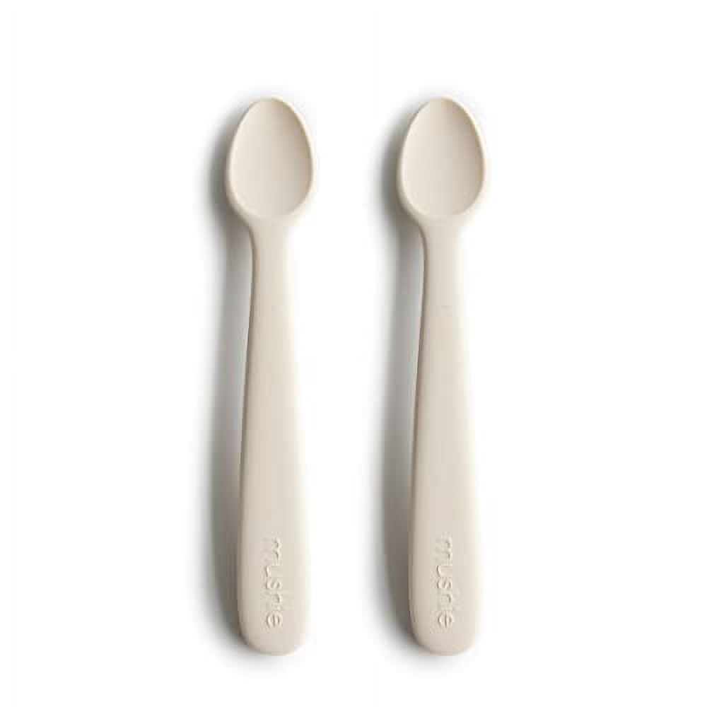 mushie Silicone Baby Feeding Spoons | 2 Pack (Ivory) Mushie