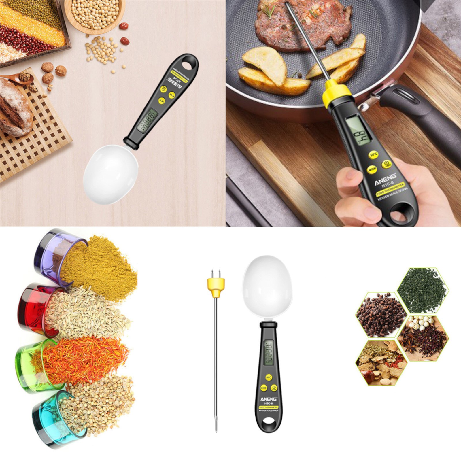 XYAIYT High Precision Digital Measuring Spoon with LCD Display & Temperature Sensor - Multi-Unit Conversion, Ideal for Kitchen & Daily Use - ABS & Stainless Steel Material, Easy to Clean & Store XYAIYT