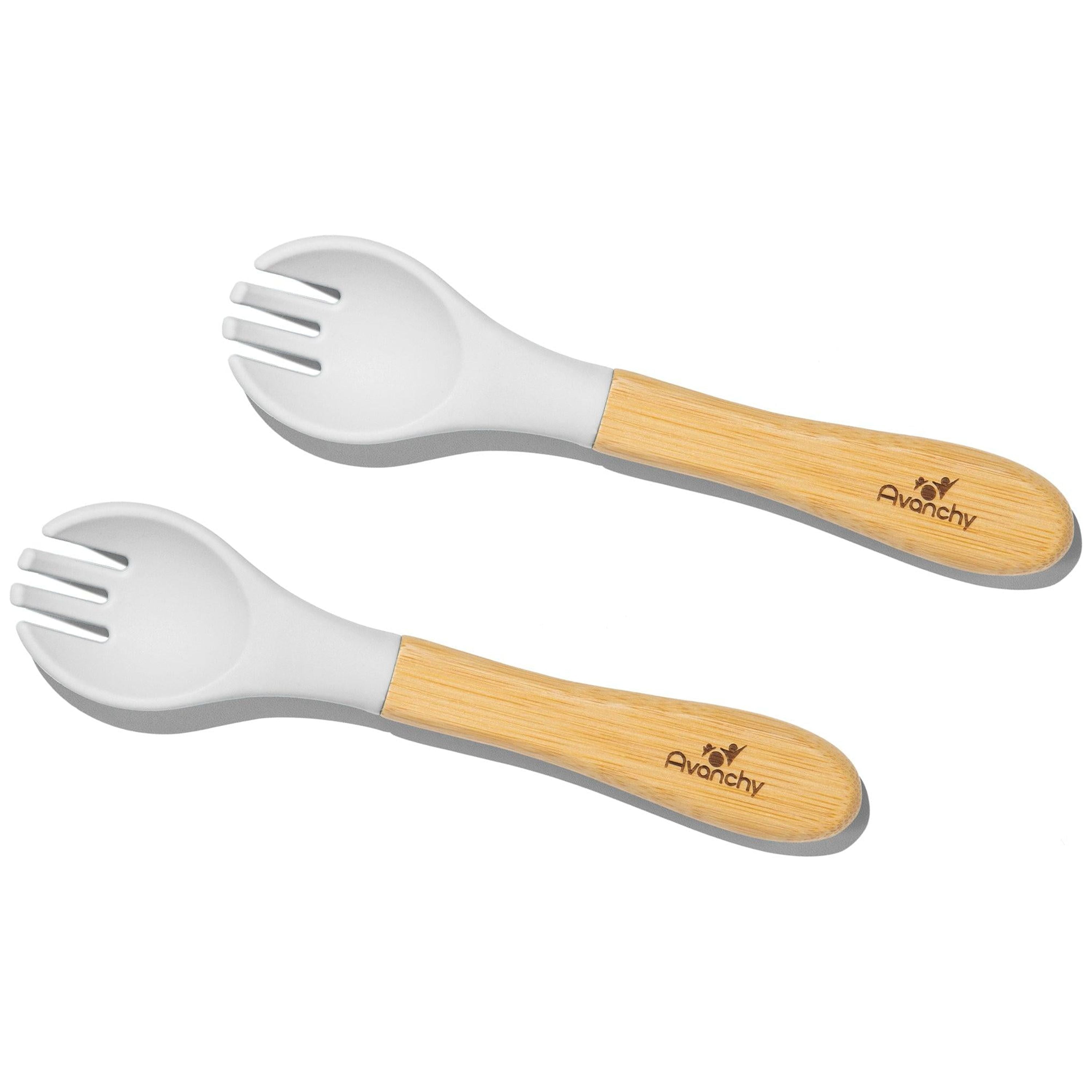 Bamboo & Silicone Toddler Forks - Baby Led Weaning Essentials Avanchy