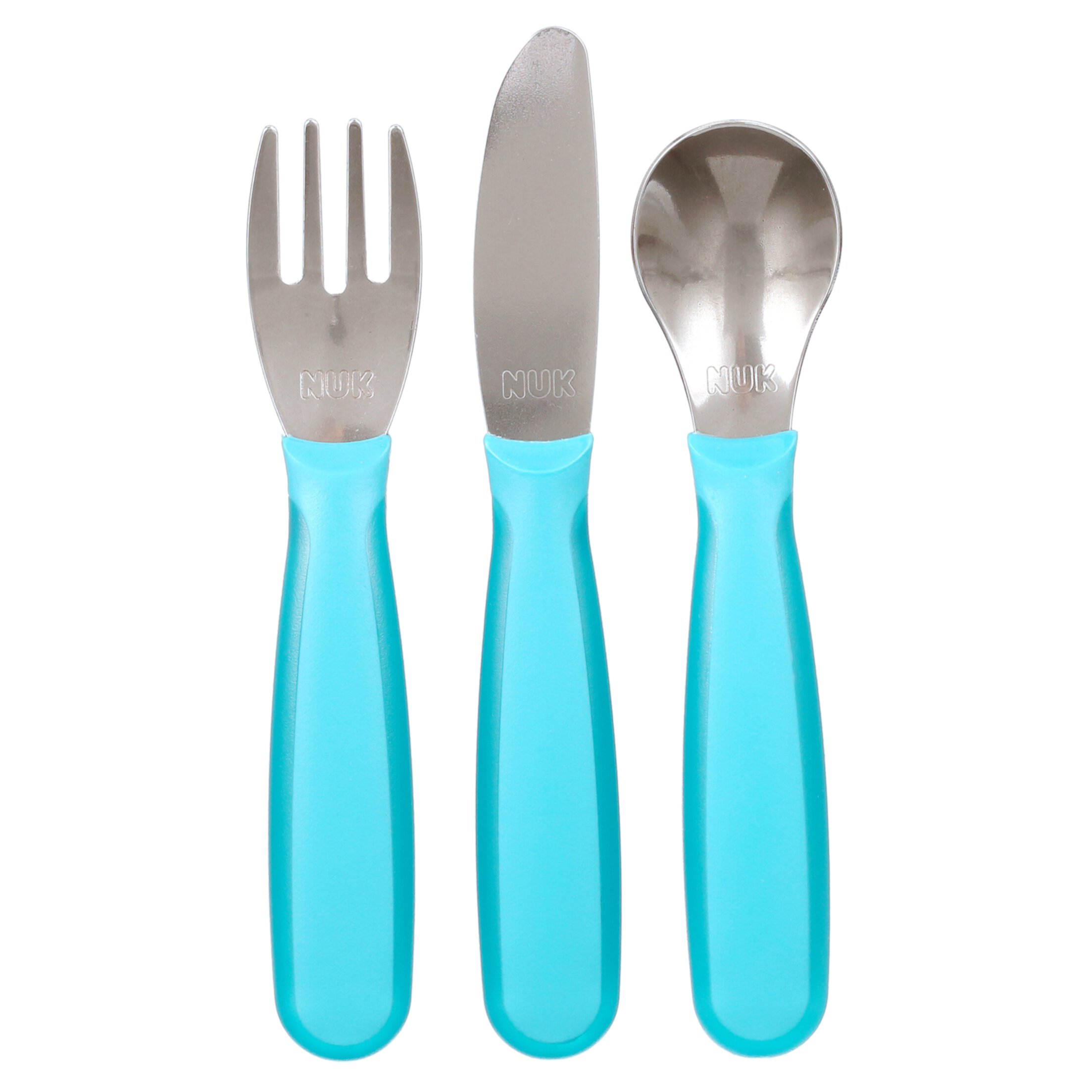 NUK Kiddy Cutlery, Utensil Set, 18+ Months, Blue, 3 Pieces NUK