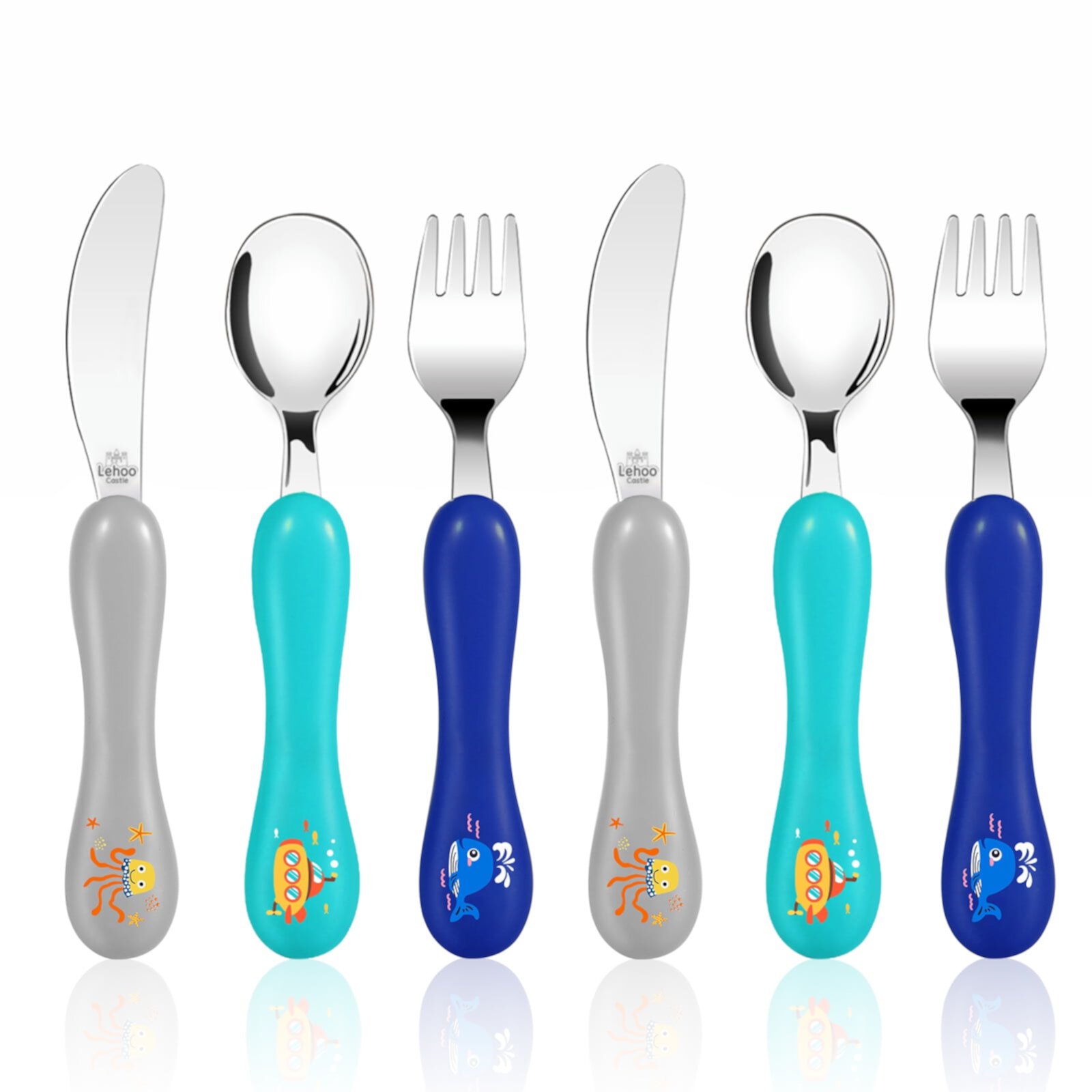 Lehoo Castle Toddler Utensils Set, 6PCS Toddler Silverware Spoon and Fork Knife Set, Children's Flatware Set Lehoo Castle