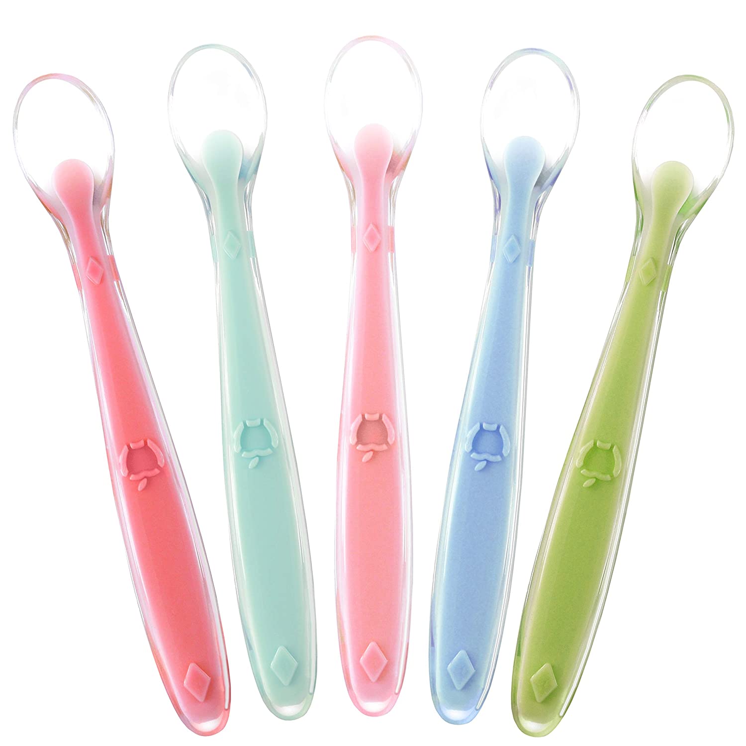 Best First Stage Baby Infant Spoons, 5-Pack, Soft Silicone Baby Spoons Training Spoon Gift Set for Infant Sperric