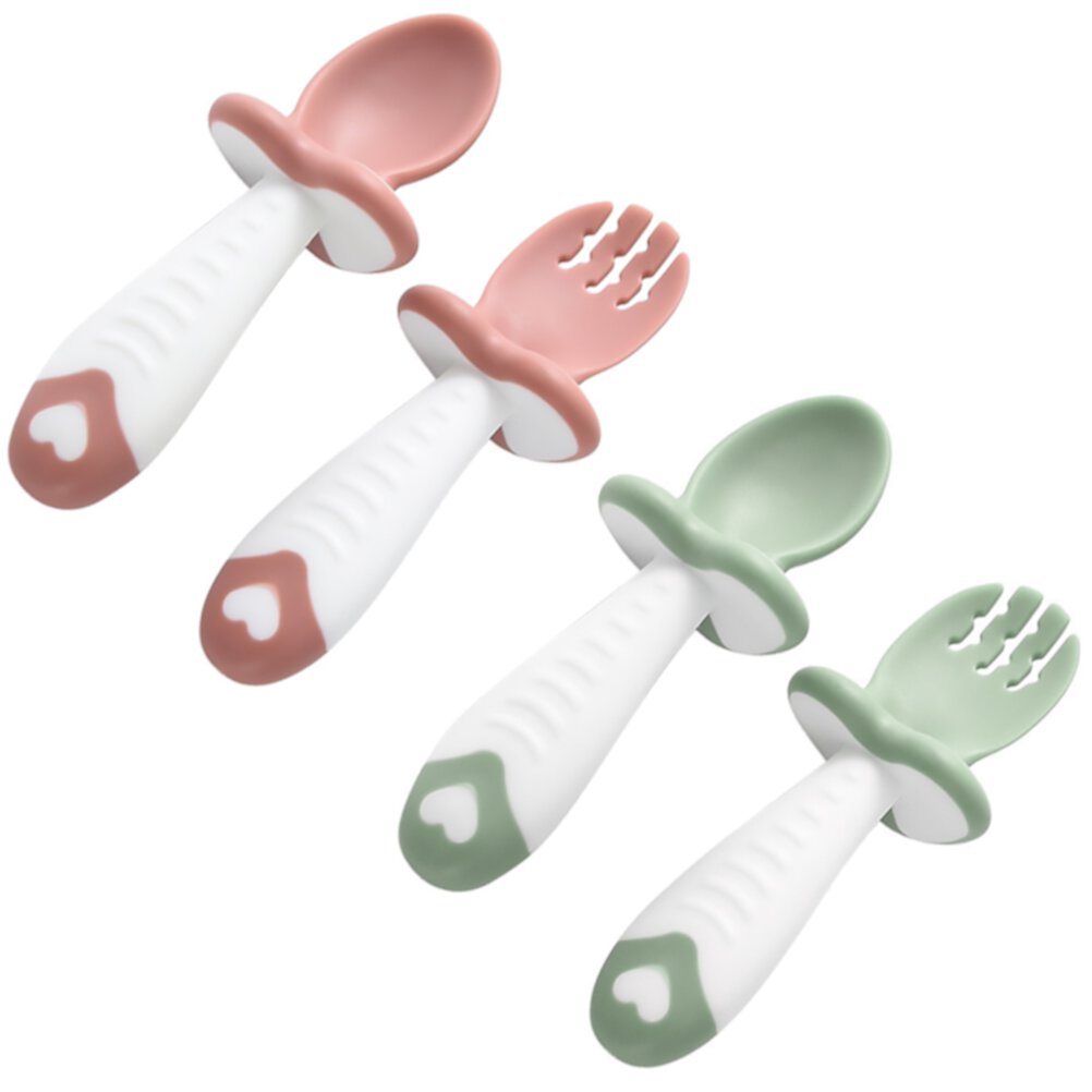 FRCOLOR 1 Set Baby Spoon and Fork Silicone Tableware Practical Baby Cutlery FRCOLOR