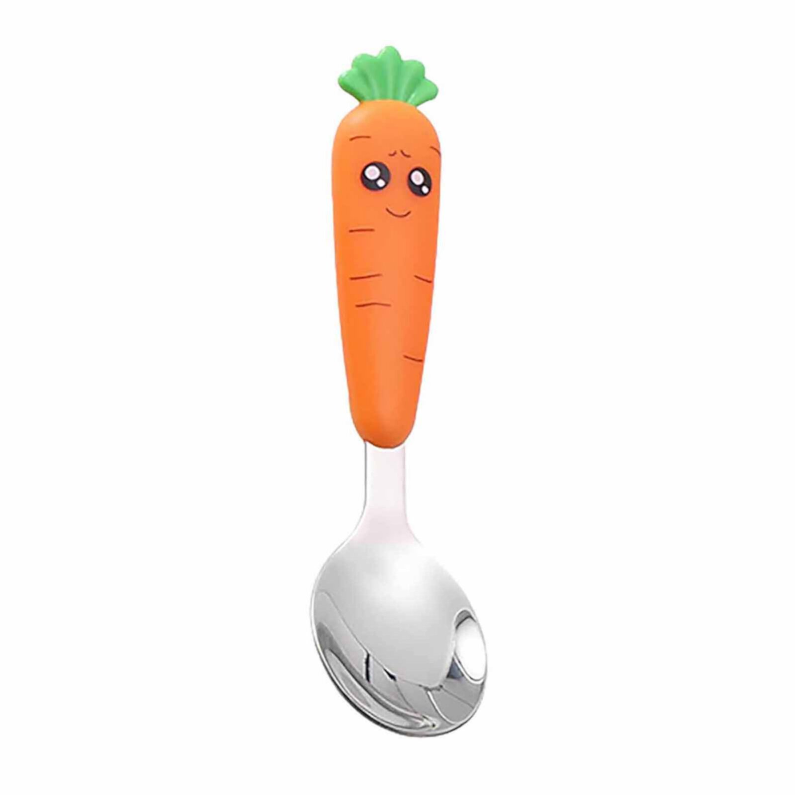 Zainafacai Dinnerware Sets Cute Cartoon Carrot Cutlery Food Material Kid Stainless Steel Tableware Carrot Fork Spoon Cutlery Set B-K01 Zainafacai