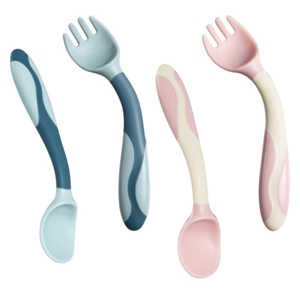 FRCOLOR 2 Sets Flexible Spoons and Forks Training Utensils Cutlery FRCOLOR