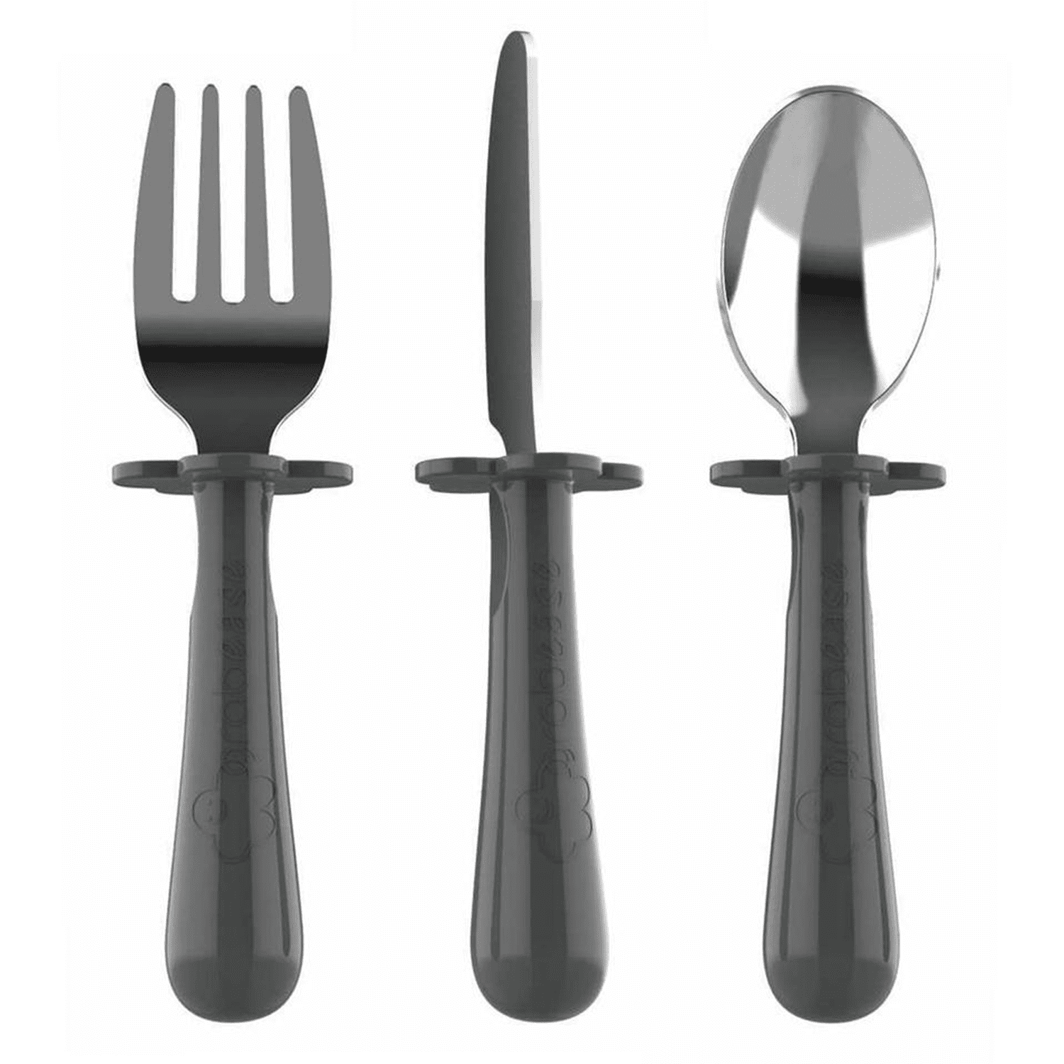 Grabease Toddler Silverware Set Forks Spoons and Knives Set Toddler Utensils Feeding Supplies, BPA and Phthalates-Free, Dishwasher Safe, Gray Grabease