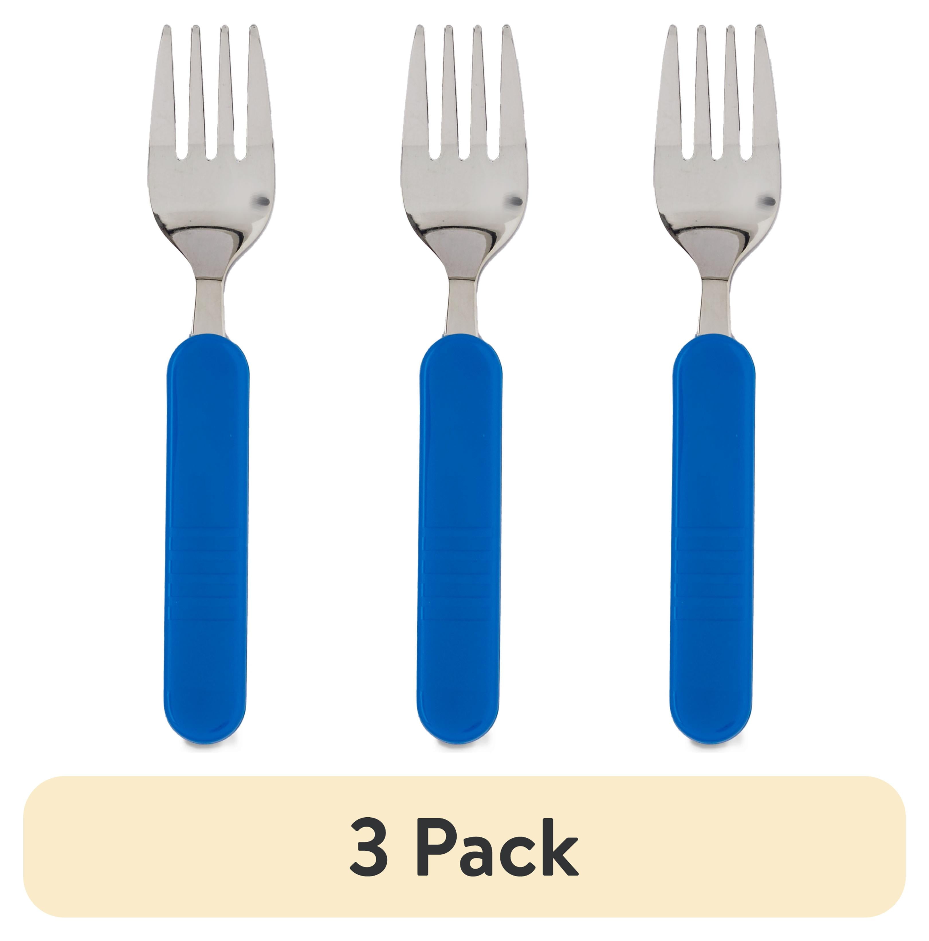 Parent's Choice Toddler Fork and Spoon Set Silver Stainless Steel with Blue Plastic Handle Parent's Choice