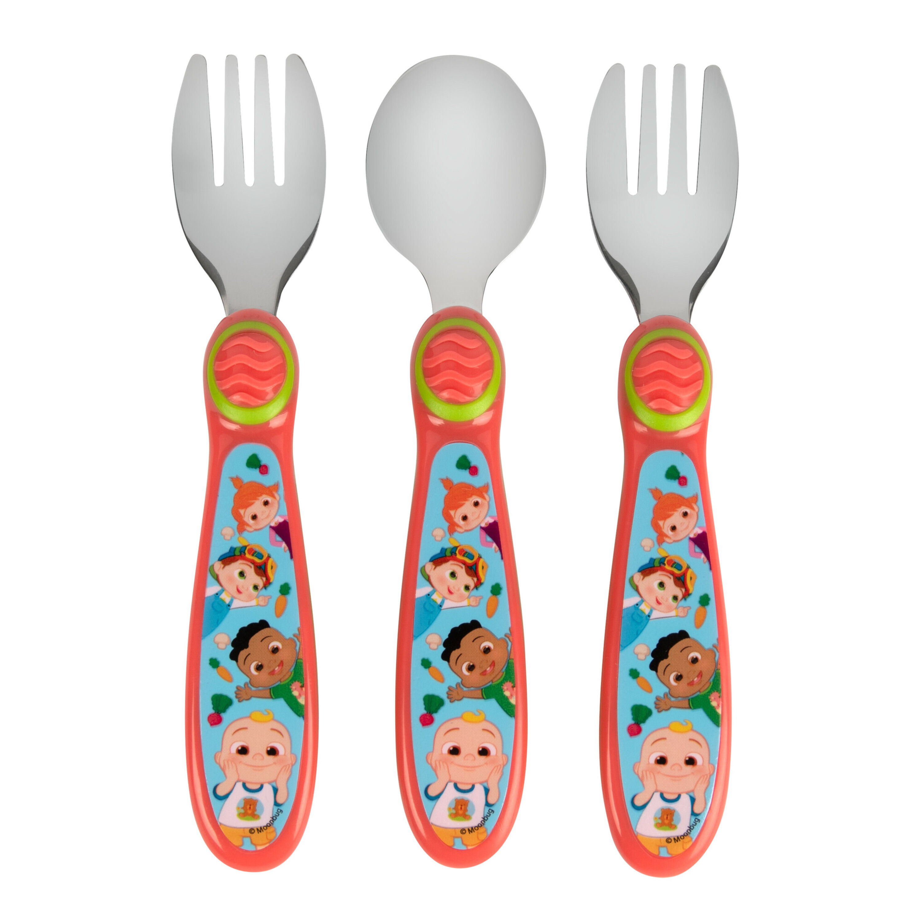 The First Years CoComelon Toddler Forks and Spoon Set - 3 Pieces - Dishwasher Safe Utensils The First Years