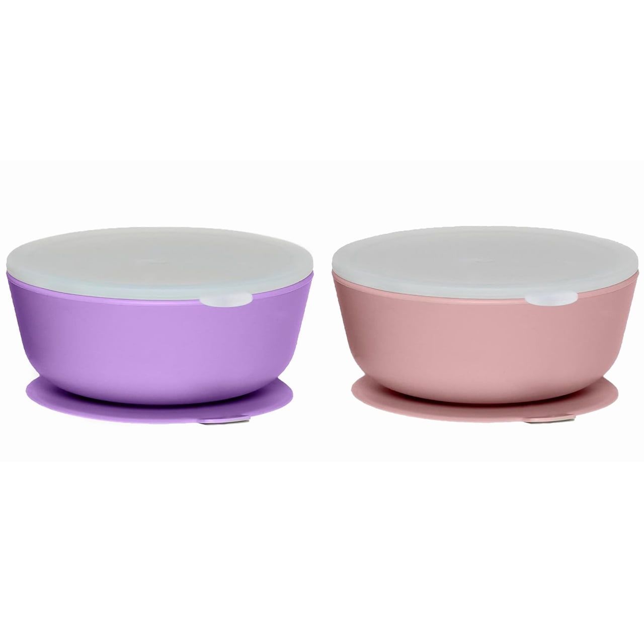 WeeSprout Suction Bowls for Baby & Toddlers (Set of 2) - 100% Silicone w/ Plastic Lid WeeSprout