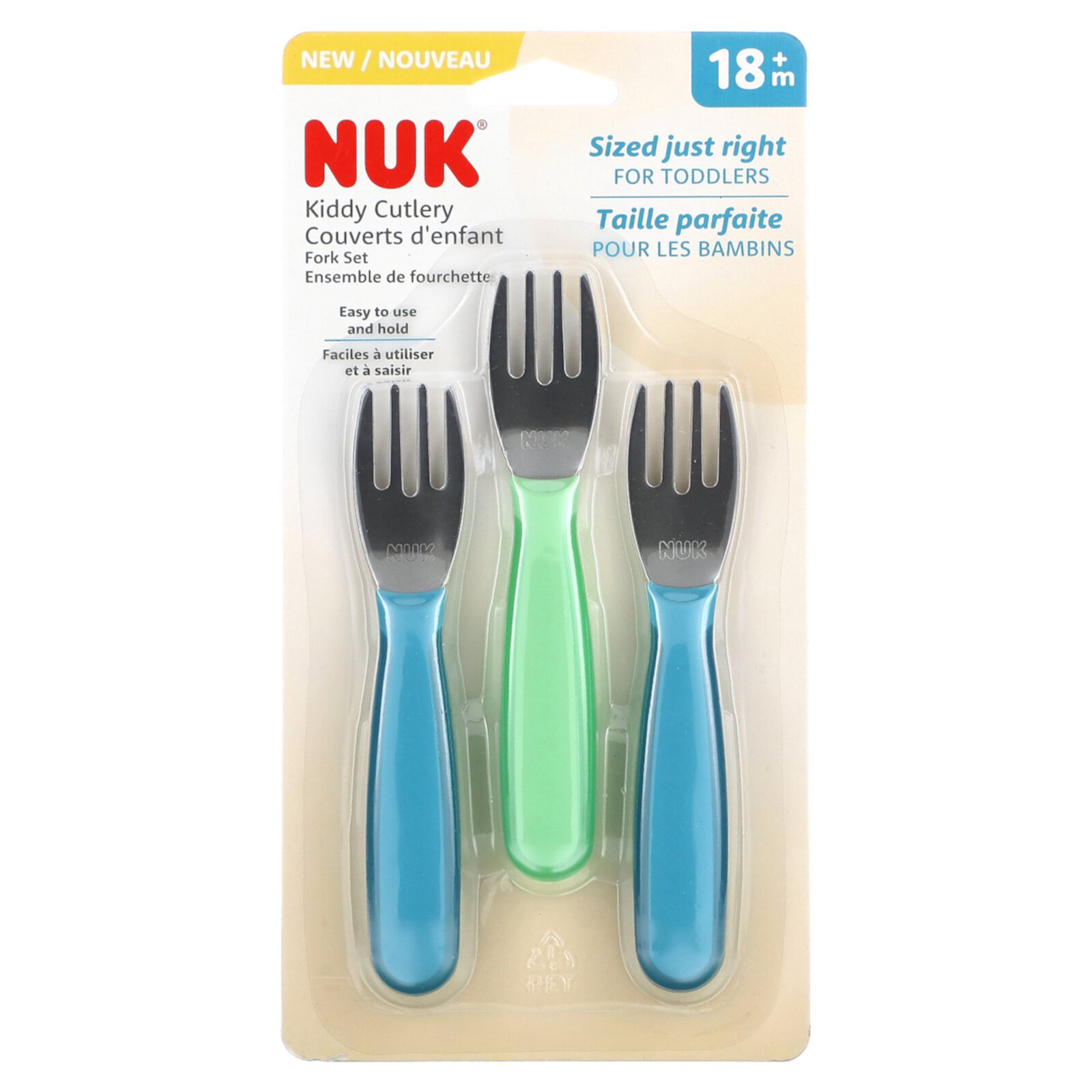 NUK Kiddy Cutlery Flatware Forks, 3 Pack, 18+ Months, NUK