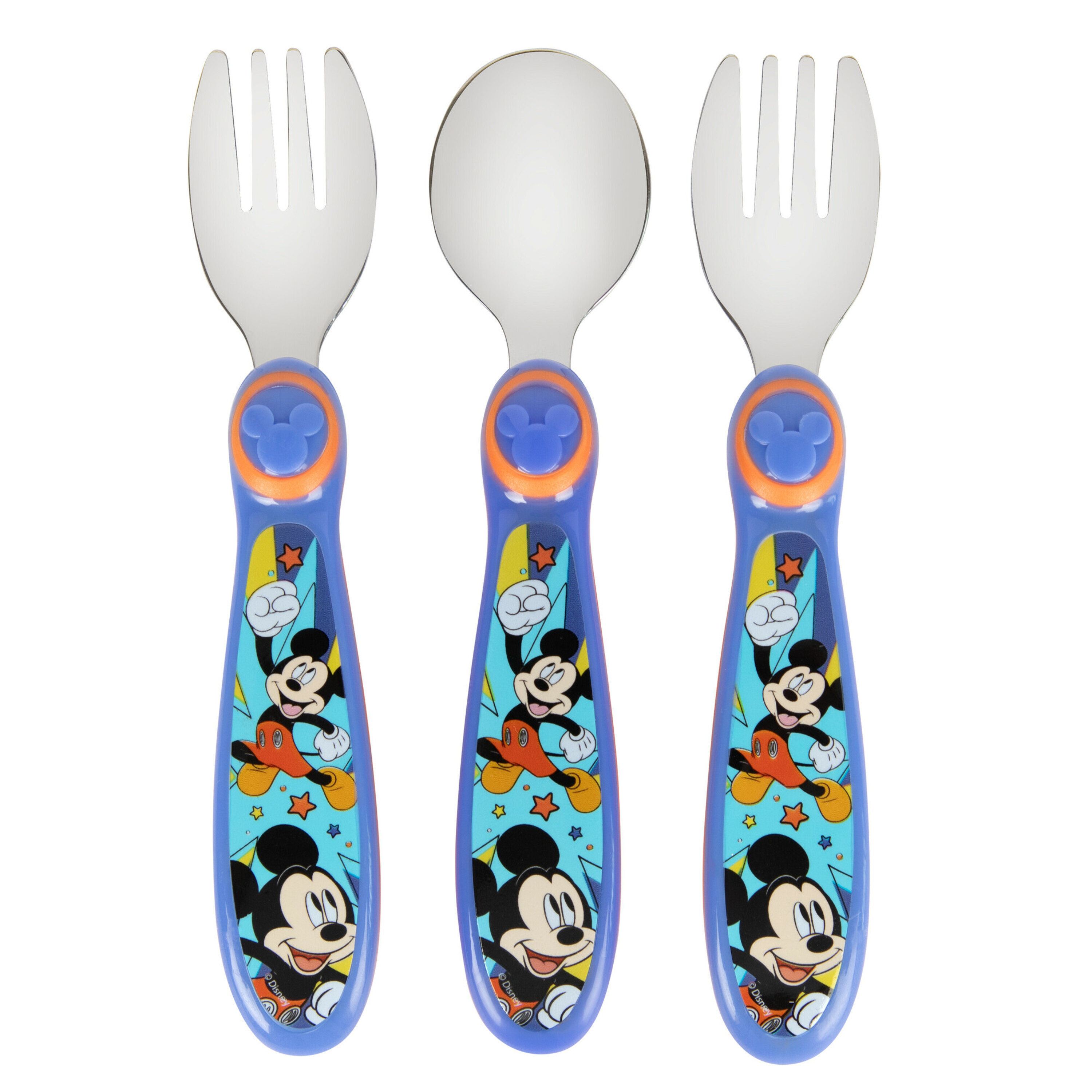 The First Years Disney Mickey Mouse Toddler Forks and Spoon Set 3 Dishwasher Safe Utensils The First Years