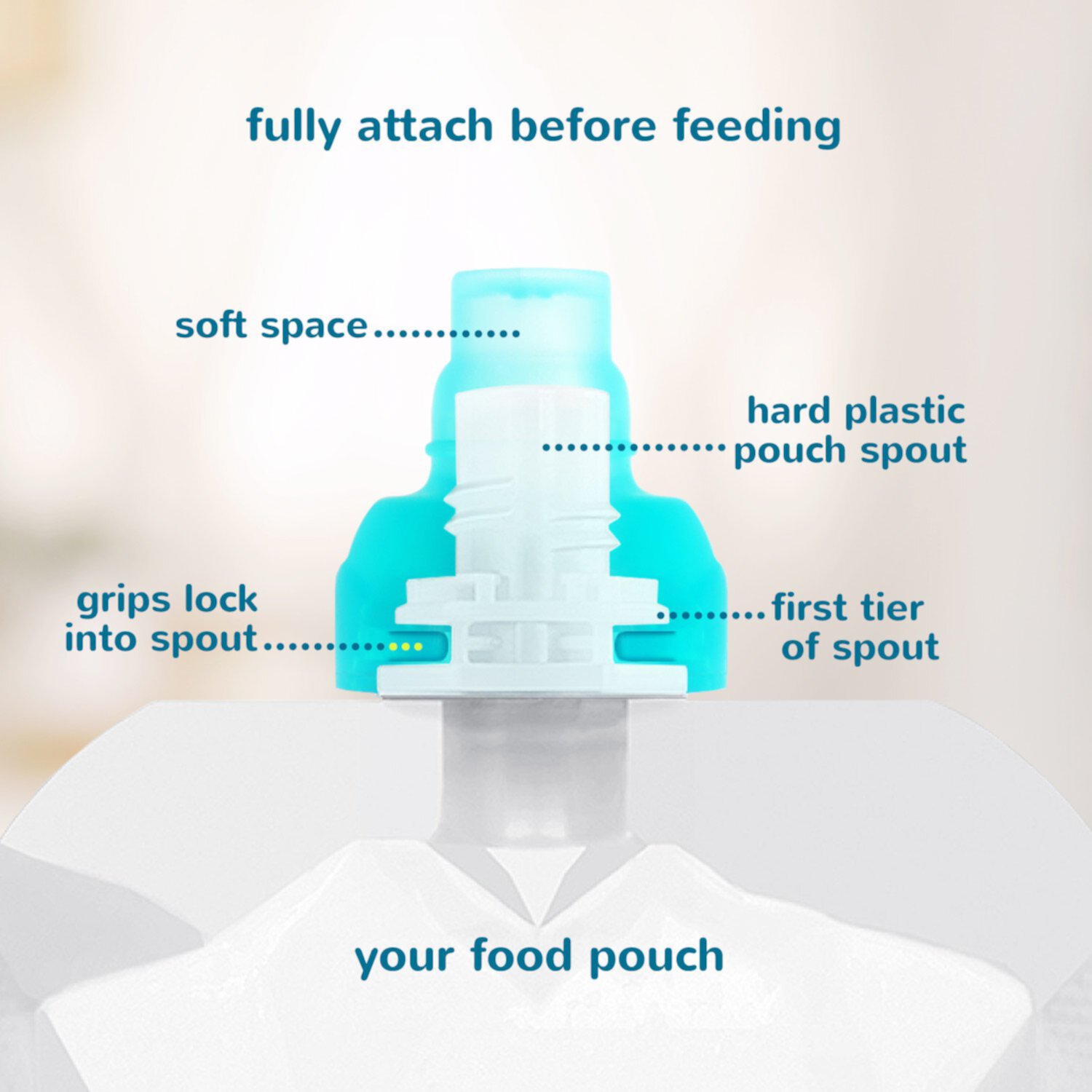 ChooMee SoftSip Food Pouch Top | Baby Led Weaning | No Spill Flow Control Valve, Protects Childs Mouth, 100% Silicone, BPA Free | Orange Aqua, 2 CT ChooMee