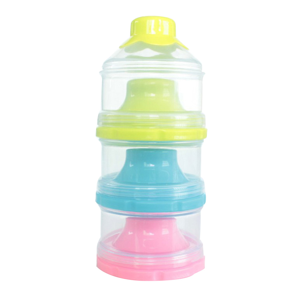 3 Layers Portable High capacity Detachable Baby Milk Powder Formual Dispenser Baby Feeding Travel Storage Container Non-Spill Stackable Snack Storage Container(Green Blue Pink) PINXOR